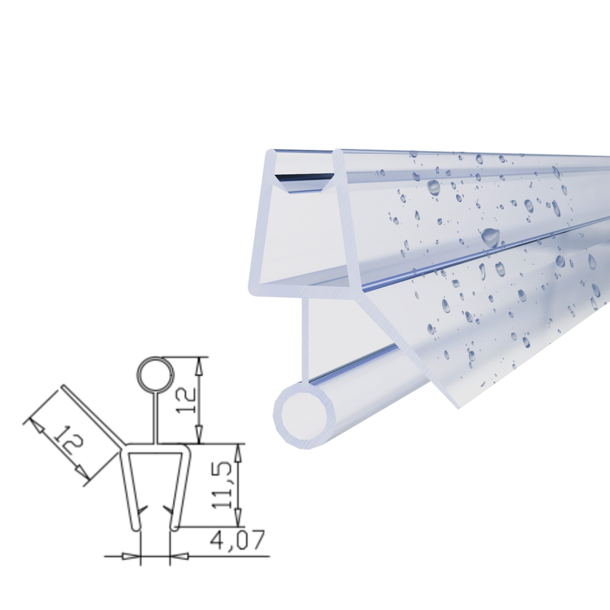 WITEN&NOCK Duschdichtung 2er Set 5- 6mm Bodendichtung Wasserabweiser Dichtungsprofile Duschtür, L: 50 cm, (2-St)