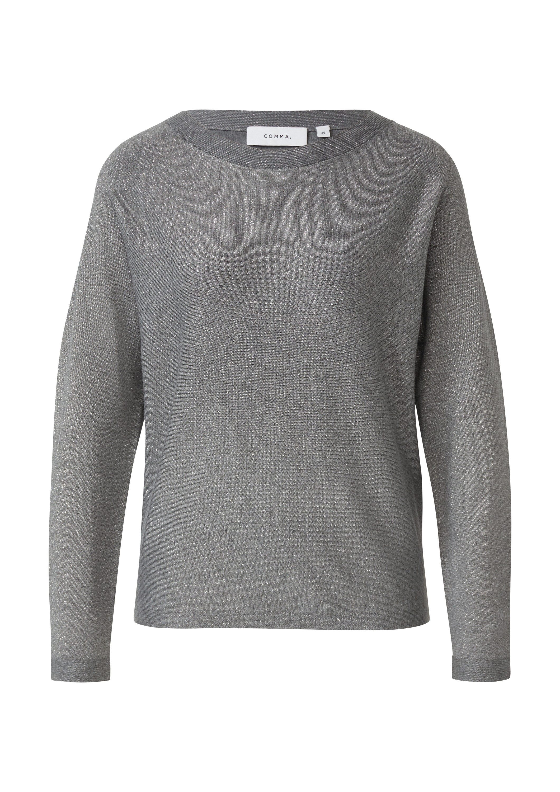 comma Longpullover Strickpullover Feinstrick-Pullover aus Glitzergarn mit F günstig online kaufen