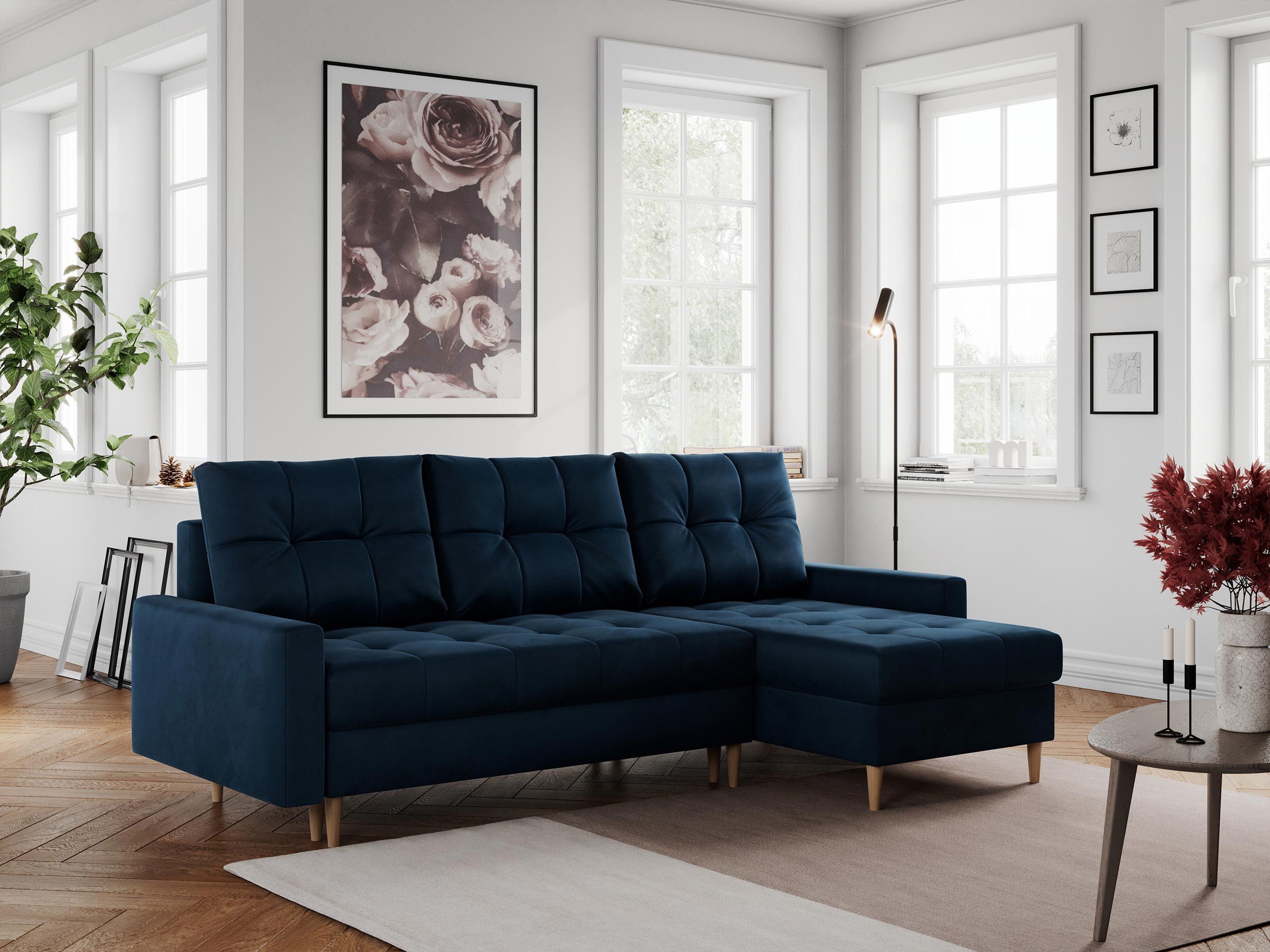 MKS MÖBEL Ecksofa COLIN, Set, mit Schlaffunktion, Skandinavisches Ecksofa, Holzbeine, zum Wohnzimmer