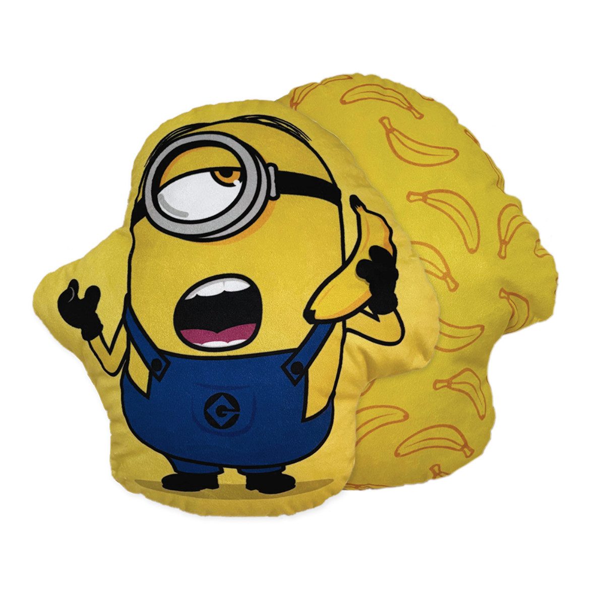 Minions Dekokissen Banana Calling Formkissen 35 cm Kuschelkissen mit Fleece Oberfläche