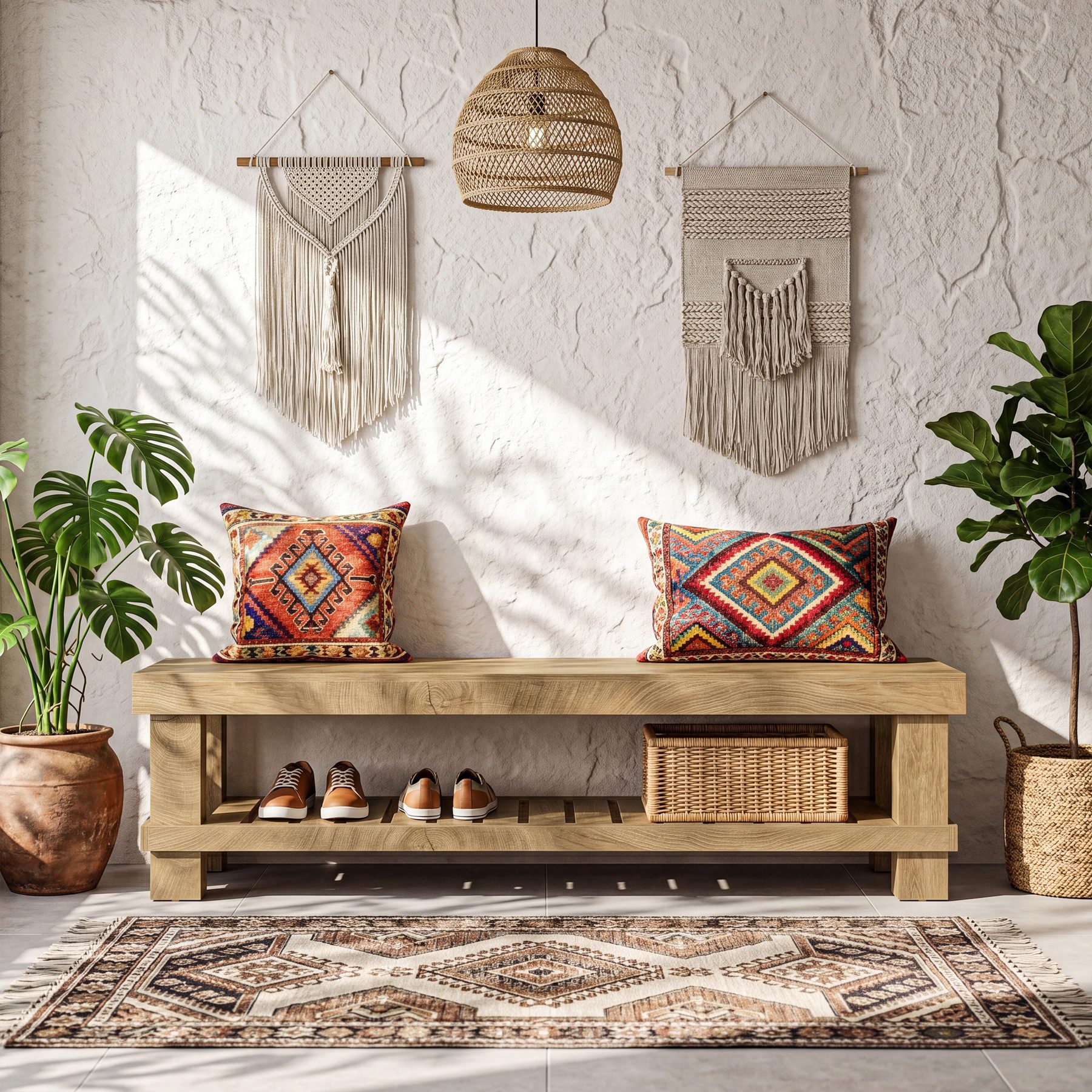 Tribesigns Schuhbank 160 cm lange Eingangsbank im Landhausstil mit Lattenablage (lange Sitzbank aus Holz mit Stauraum für Flur, Garderobe, Schlafzimmer, Wohnzimmer und Esszimmer, Eiche natur)