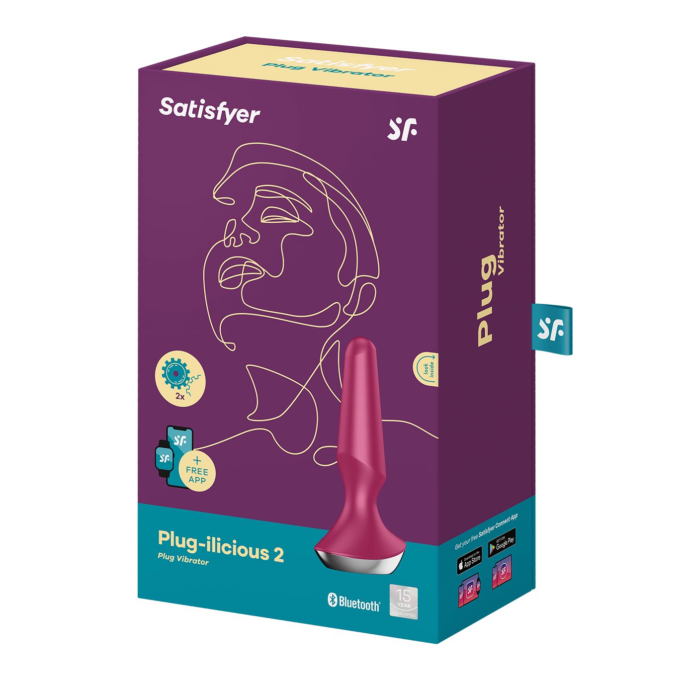 Satisfyer Anal-Stimulator Satisfyer 'Plug-ilicious - Plug 2 App', wasserdicht Connect beere Vibrator