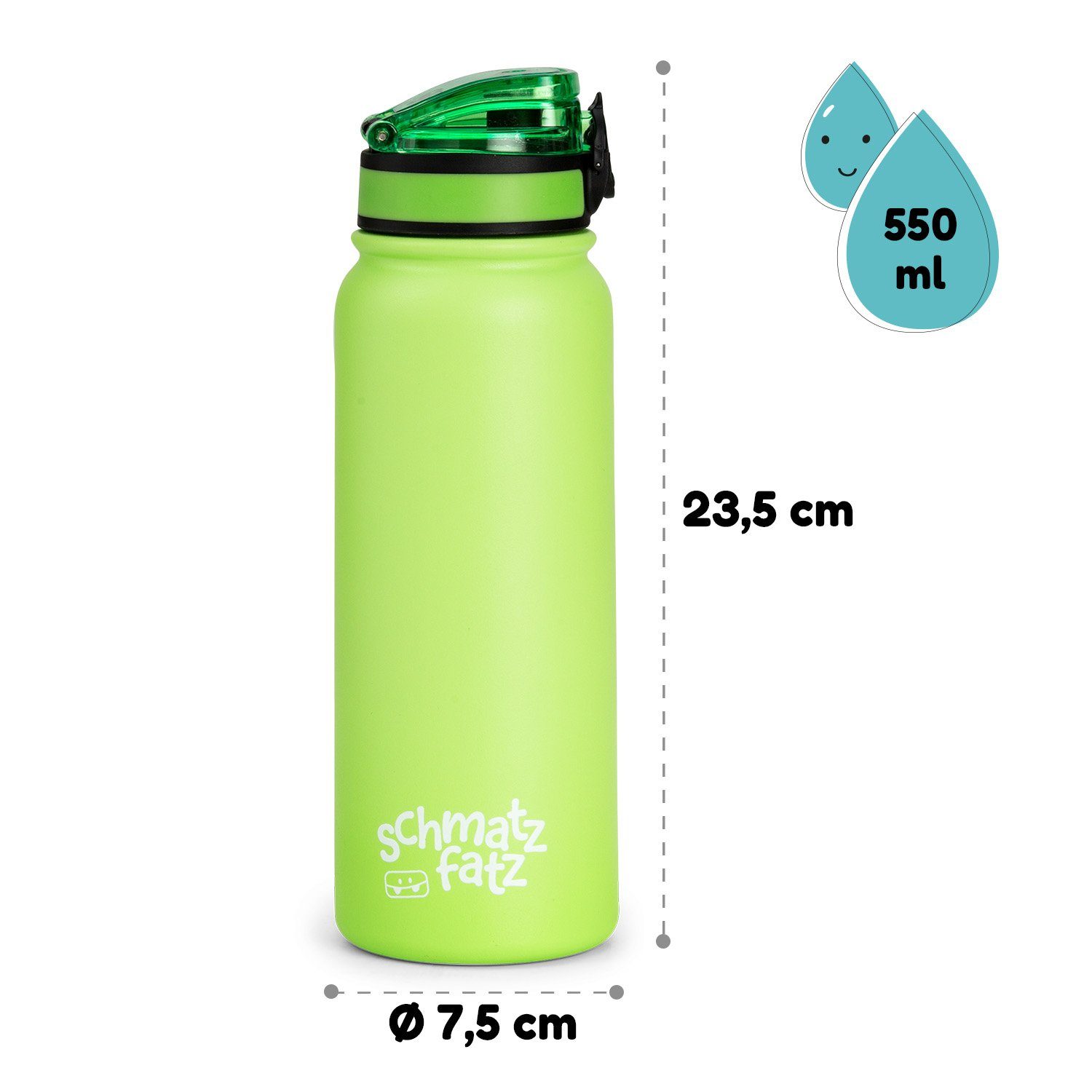 Grün Kindergarten Klarstein 550ml, Kinderflasche Wakaba ml Thermosflasche Sport Trinkflasche 550 Schule Outdoor