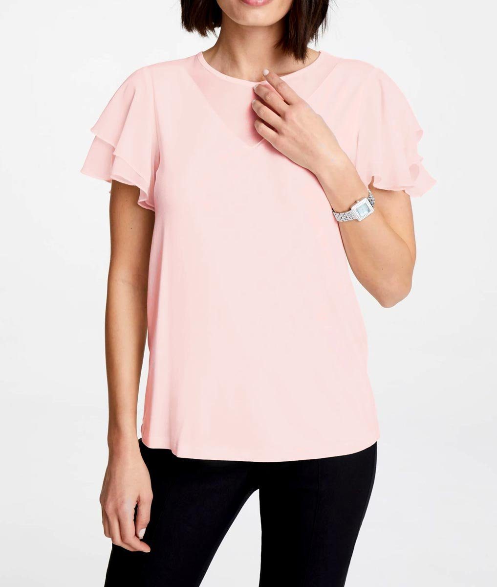 Ashley Brooke by heine T-Shirt ASHLEY BROOKE Damen Designer-Jerseyshirt m. Volants, rosé | T-Shirts