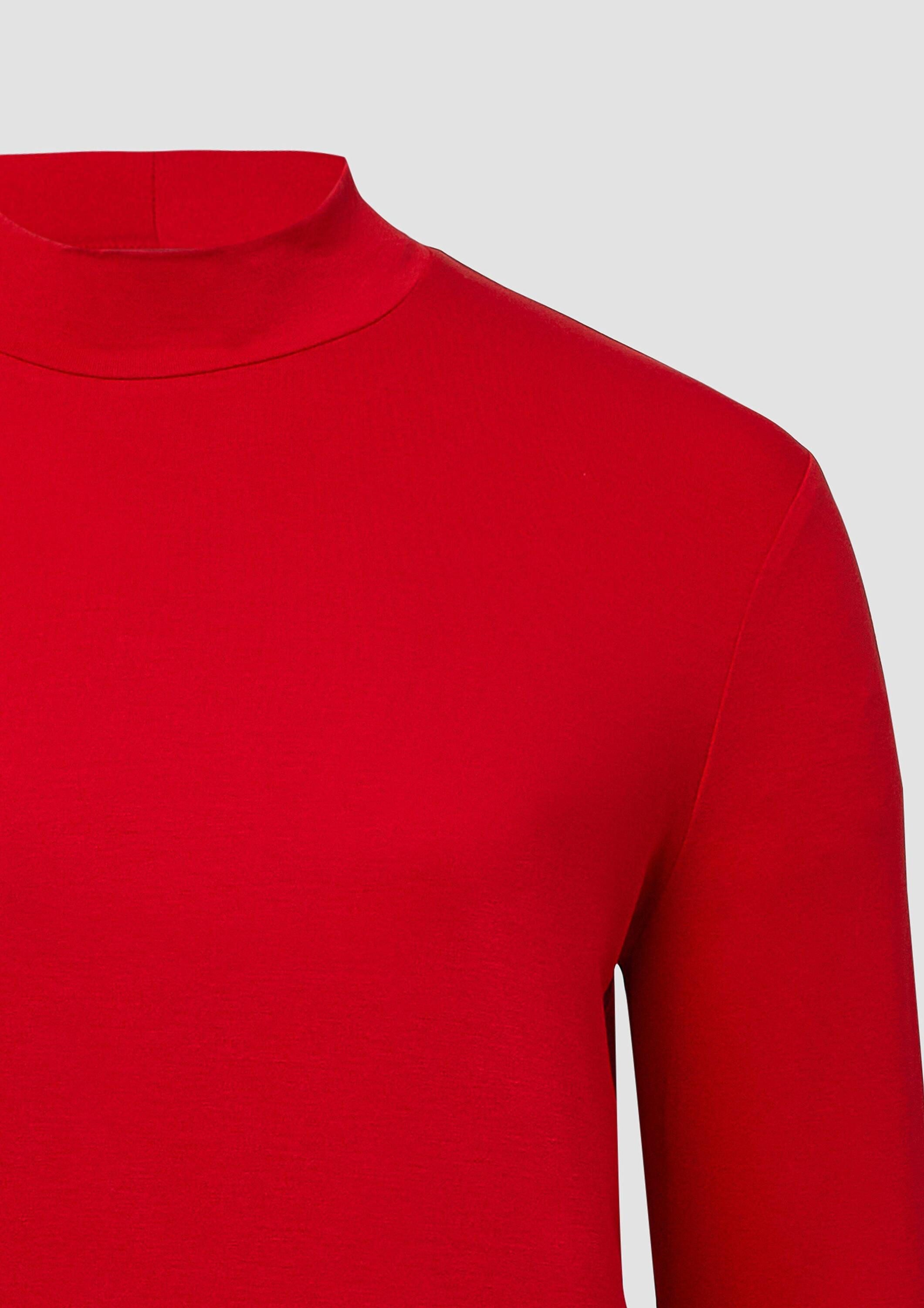 s.Oliver Langarmshirt T-Shirt Fließendes Longsleeve mit Stehkragen
