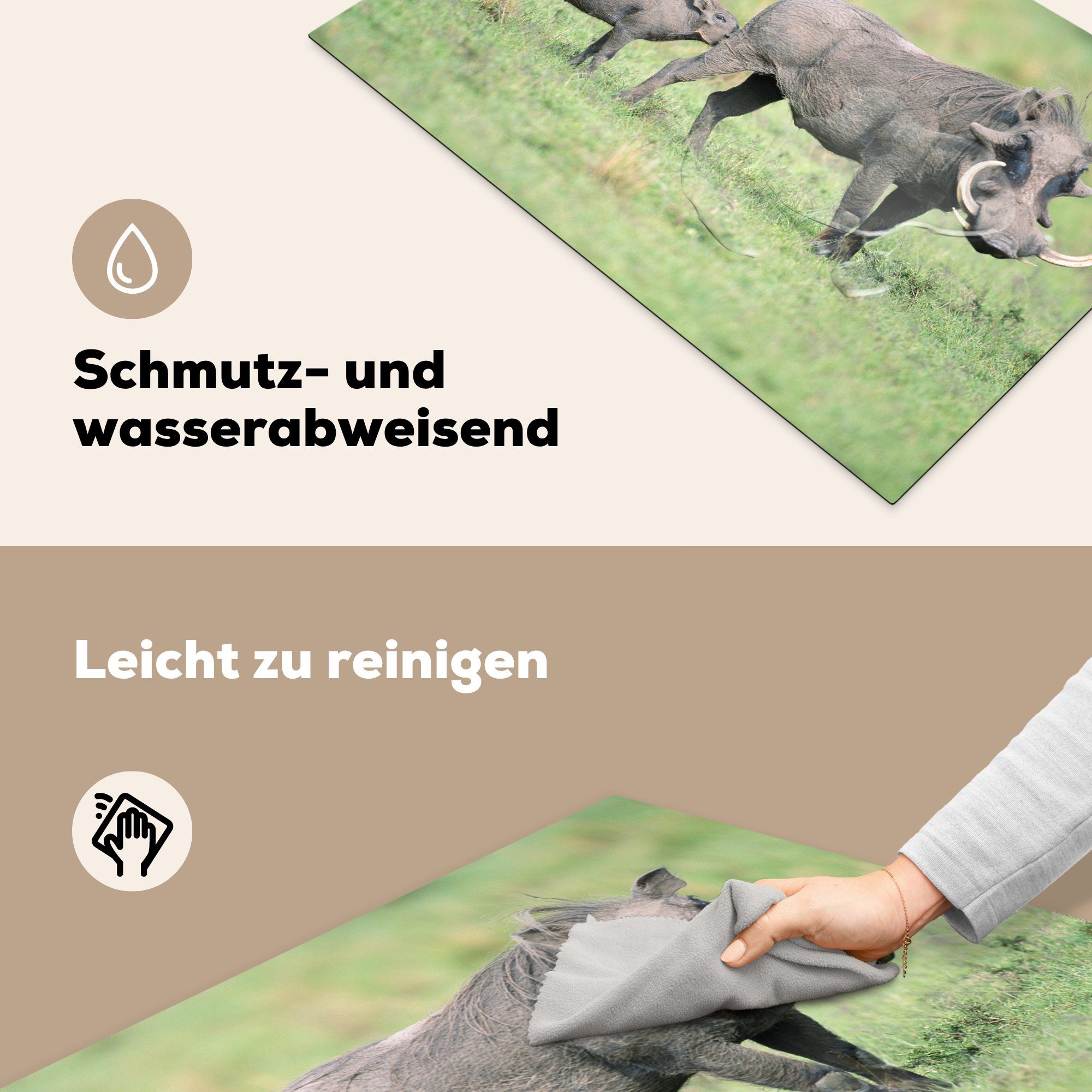MuchoWow Herdblende-/Abdeckplatte Wild - tlg), für (1 81x52 cm, Schutz Ceranfeldabdeckung Schwein die Afrika, küche, Vinyl, - Induktionskochfeld