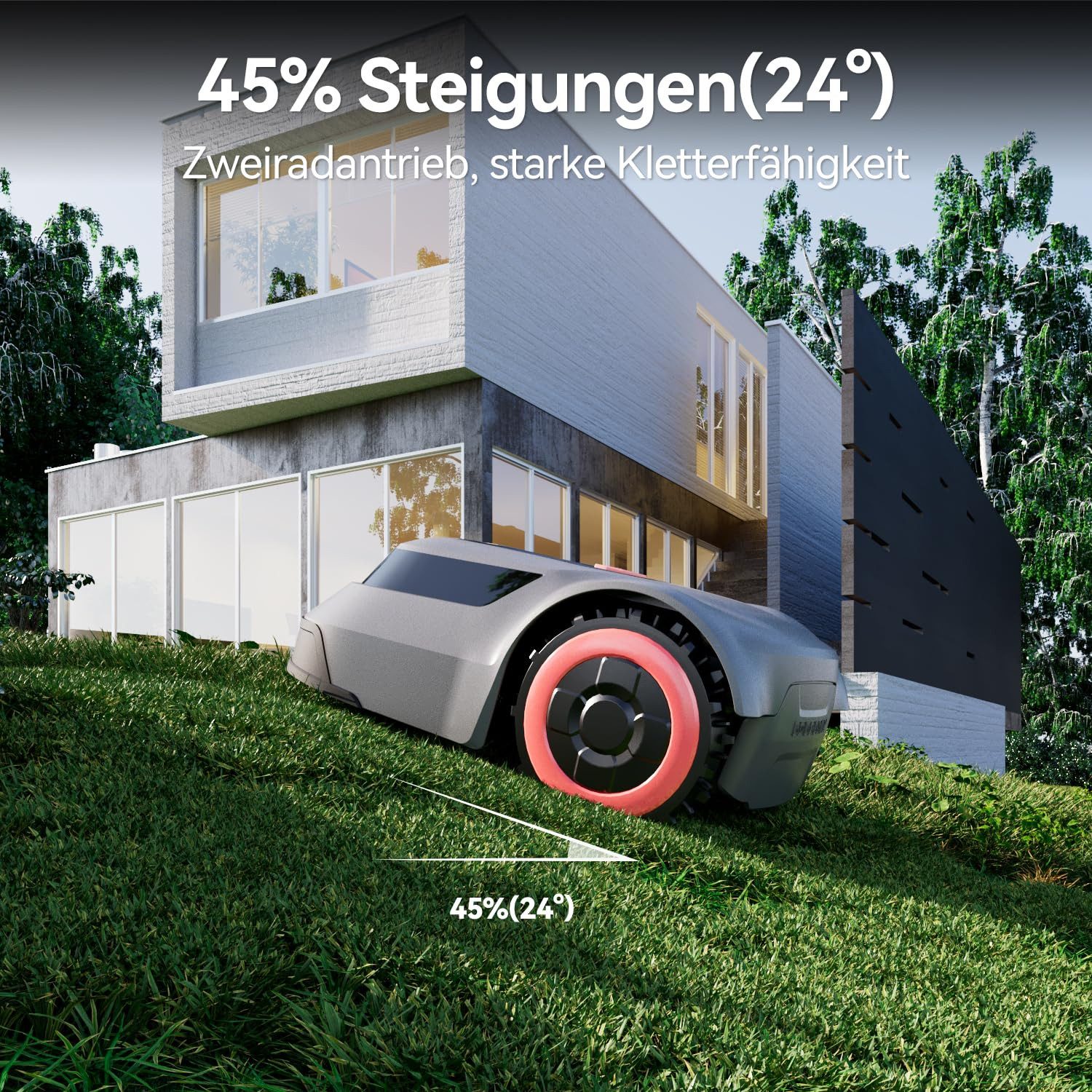 Redkey Rasenmähroboter MGC500/1000 Akku Rasenroboter Kabelbruch Finden Automatisch, bis 500 m² Rasenfläche, (Steuerung über APP WiFi/Bluetooth), Automatisch Aufladefunktion
