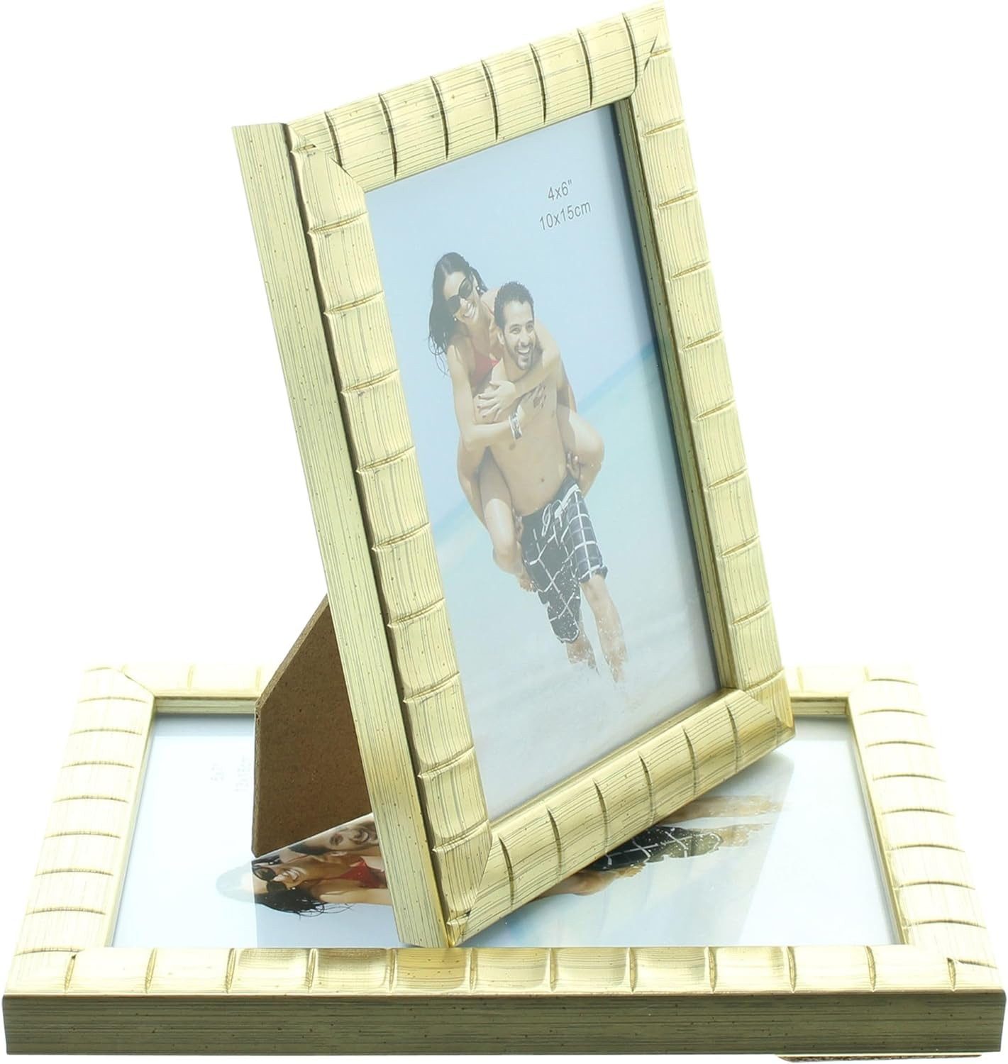 Dekoleidenschaft Bilderrahmen "Gold" in edlem Design, zum Aufhängen oder Hinstellen, Fotorahmen, (4 St), im Set, je 2 in 13x18 & 16x21 cm, Portraitrahmen, Bilderhalter, Foto Rahmen
