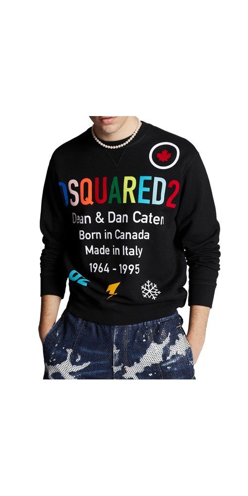 Rundhalspullover Dsquared2 Rainbow Pullover Schwarz Herren