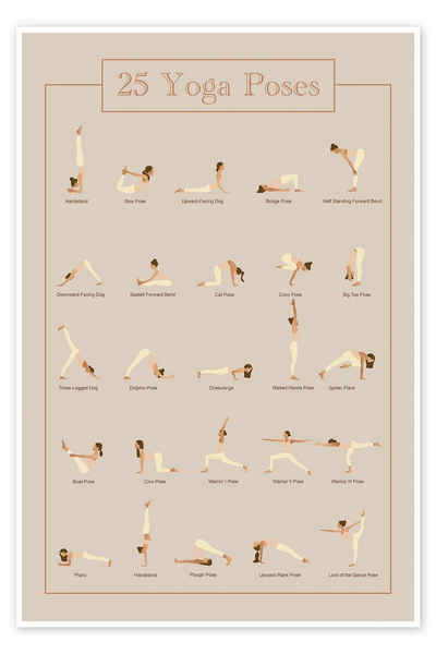 Posterlounge Poster Editors Choice, 25 Yoga Poses, Japandi Illustration