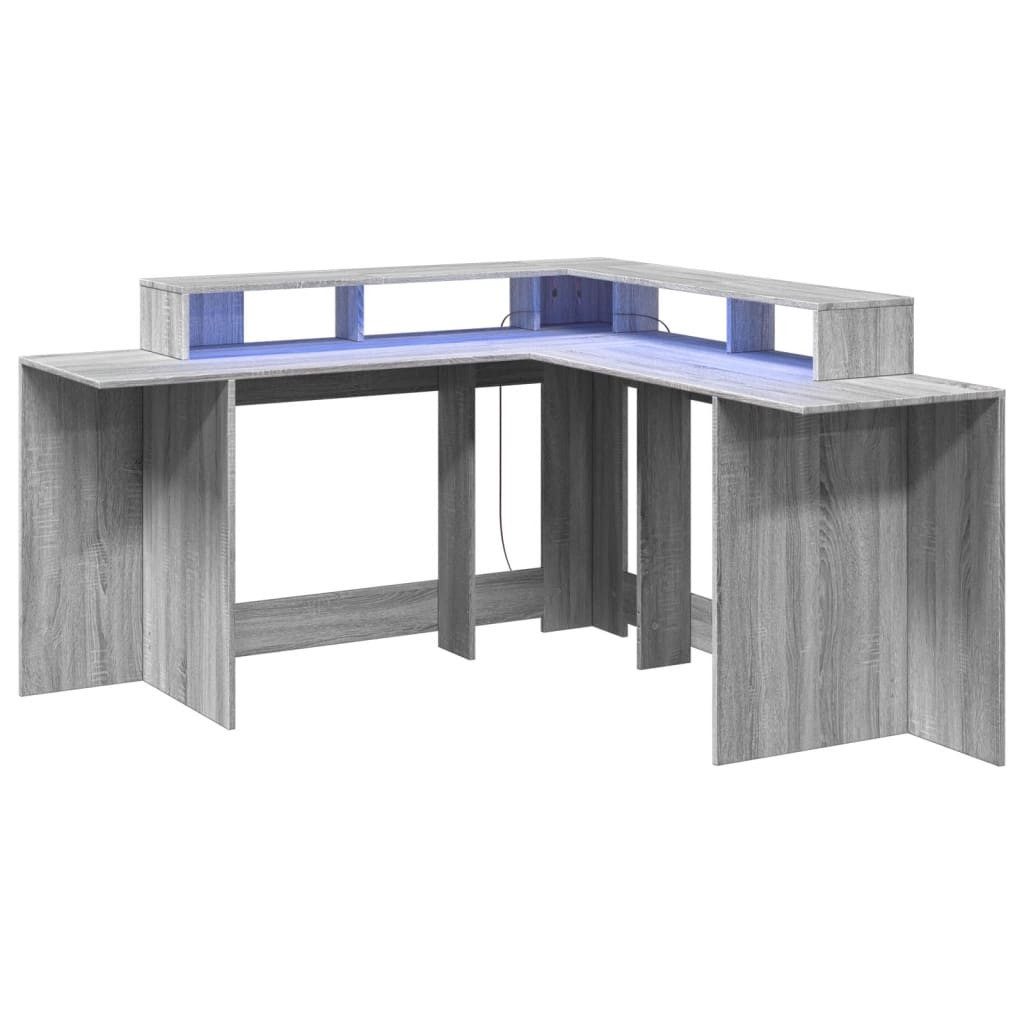 vidaXL Schreibtisch LED-Schreibtisch Grau Sonoma 152x152x91 günstig online kaufen