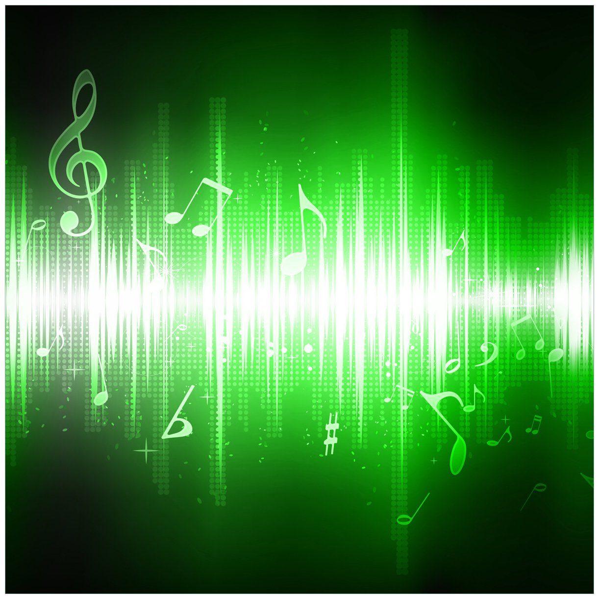 Wallario Acrylglasbild, Grüne Noten der Musik, in verschiedenen Ausführungen