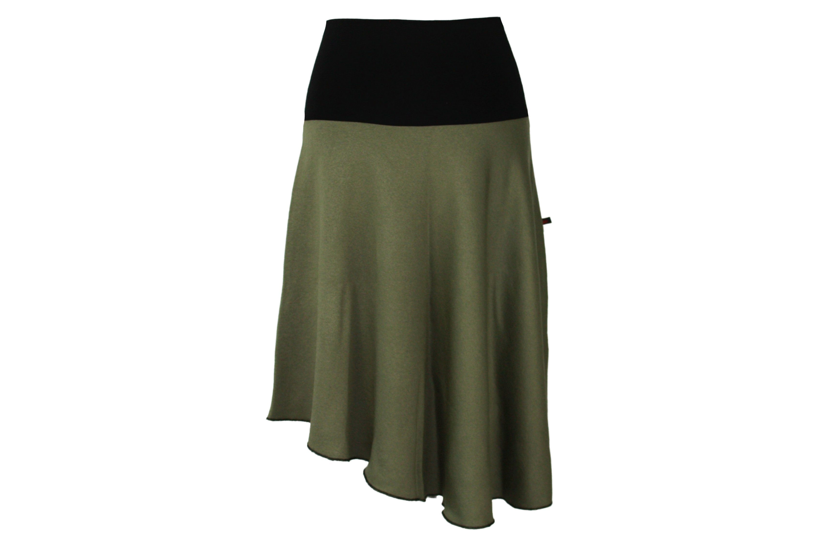 dunkle design A-Linien-Rock Asymmetrisch Sweat Khaki, Orange, Senfgelb elastischer Bund