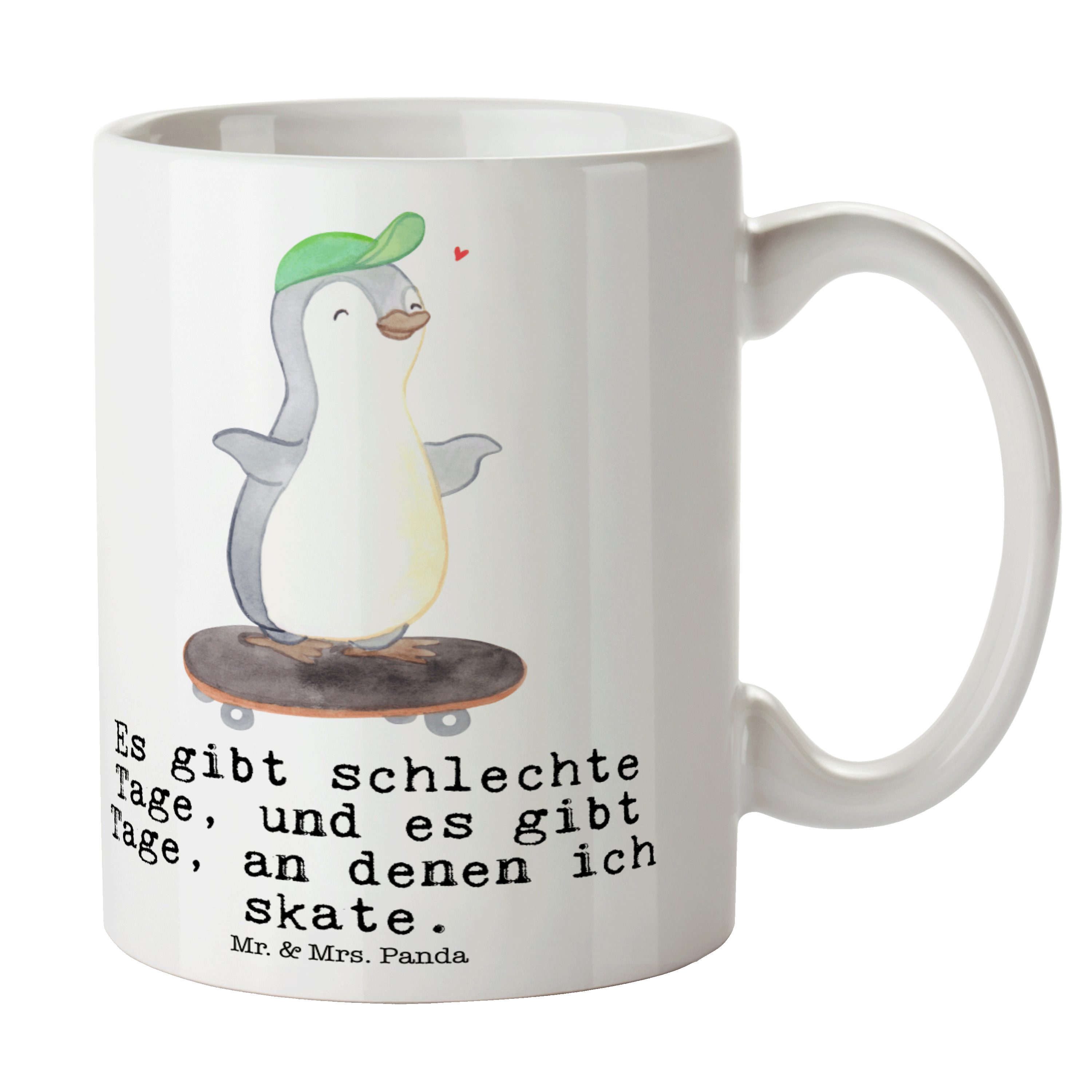 Tage Schenken, Mrs. Weiß Panda Pinguin Geschenk, - - Skateboarden Tasse, Porzell, & Tasse Keramik Mr.