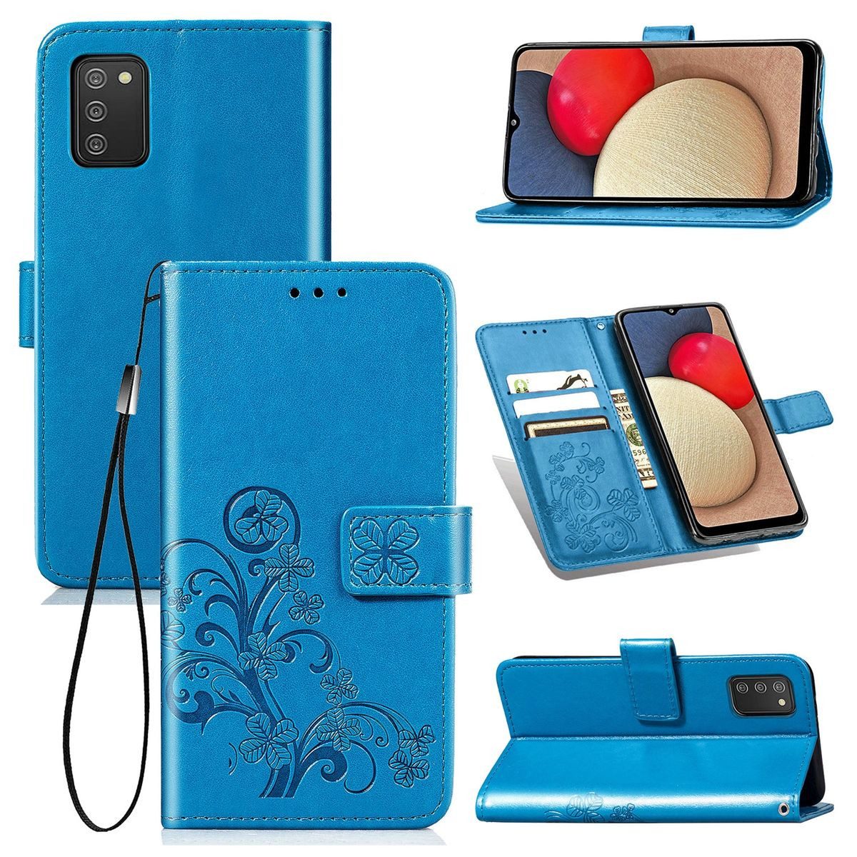 König Design Handyhülle Samsung Galaxy A02s, Schutzhülle Schutztasche Case Cover Etuis Wallet Klapptasche Bookstyle