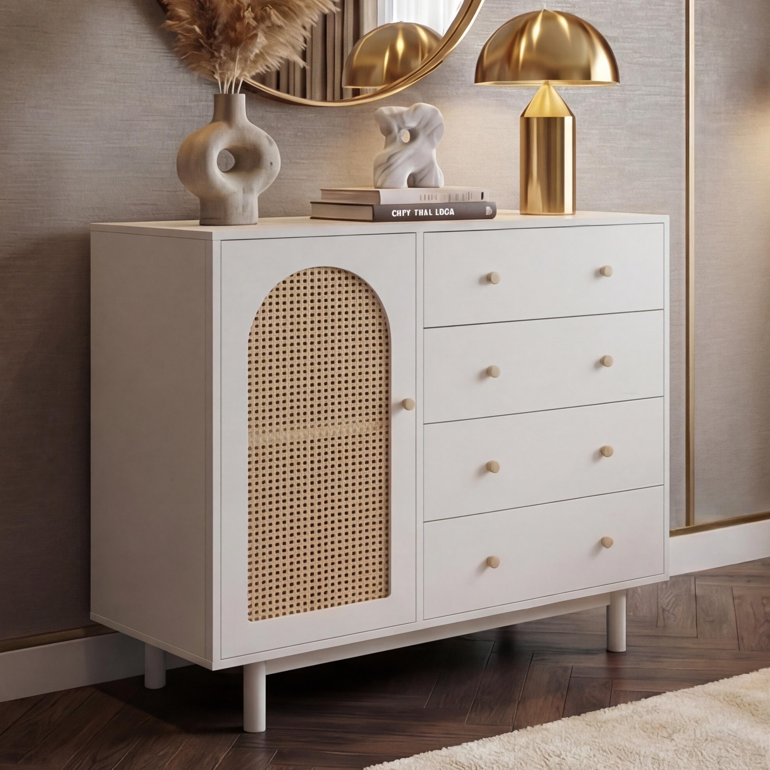 MCW Kommode MCW-P52-K, Stabile Füße aus Massivholz, Inklusive Fußbodenschoner