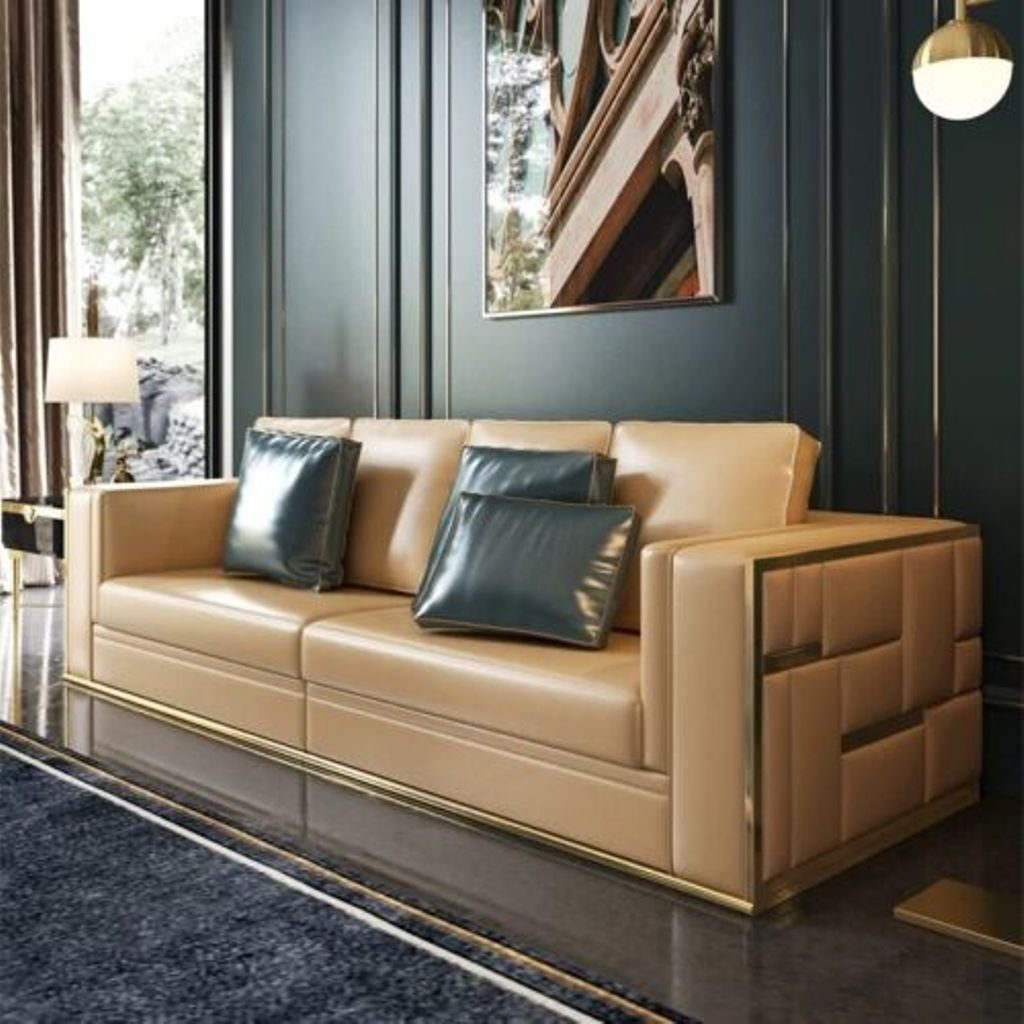 Design JVmoebel Sitz 4er Sofa Couch Sofas Gold Möbel 4-Sitzer, Polster Moderne Zimmer Wohn