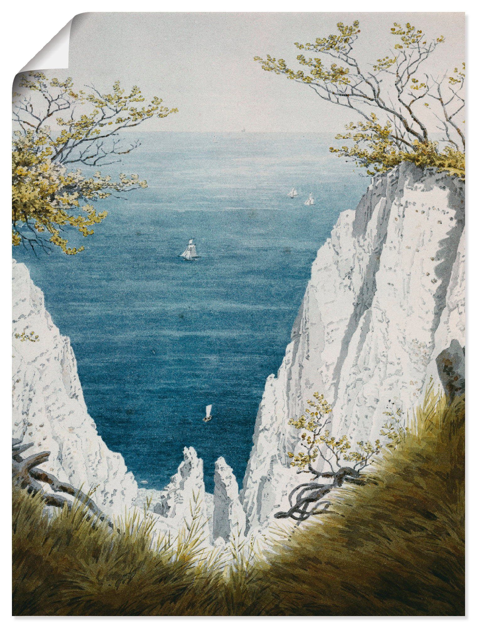 Artland Wandbild Kreidefelsen auf Rügen, um 1826, Gewässer (1 St), als Leinwandbild, Плакат in verschied. Größen