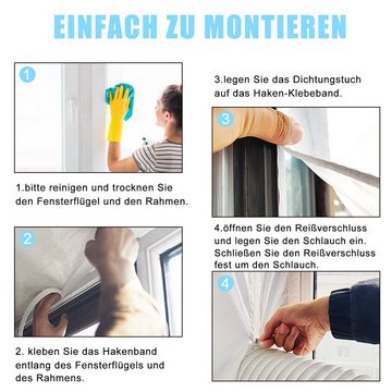 Fensterstopper Fensterabdichtung 400CM Mobile Klimageräte Klimaanlagen Flügelfenster, Clanmacy, ohne Bohren