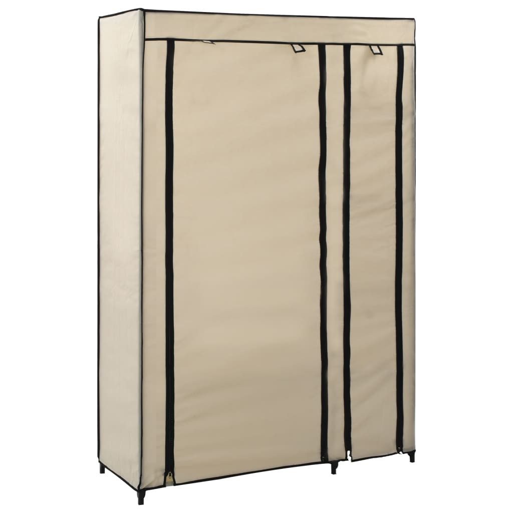 vidaXL Kleiderschrank NA Kleiderschrank Stoffschrank Faltschrank Creme 110x45x175 cm Stoff