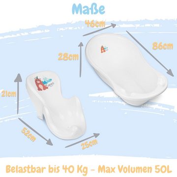 Babykajo Babybadewanne, (Set, 3-tlg), Baby Wanne, Wanneneinsatz, Kapuzenhandtuch