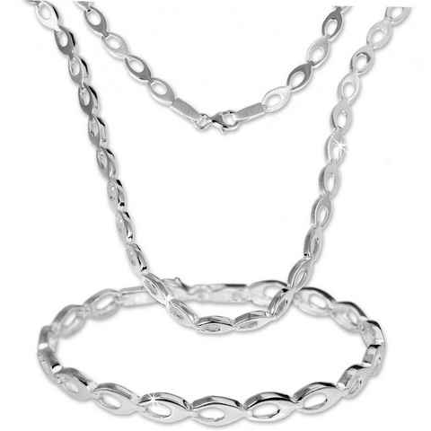 SilberDream Schmuckset SilberDream Collier & Armband matt oval (Schmuckset, 2-tlg., Schmucksets), Damen Schmucksets aus 925 Sterling Silber, Farbe: silber