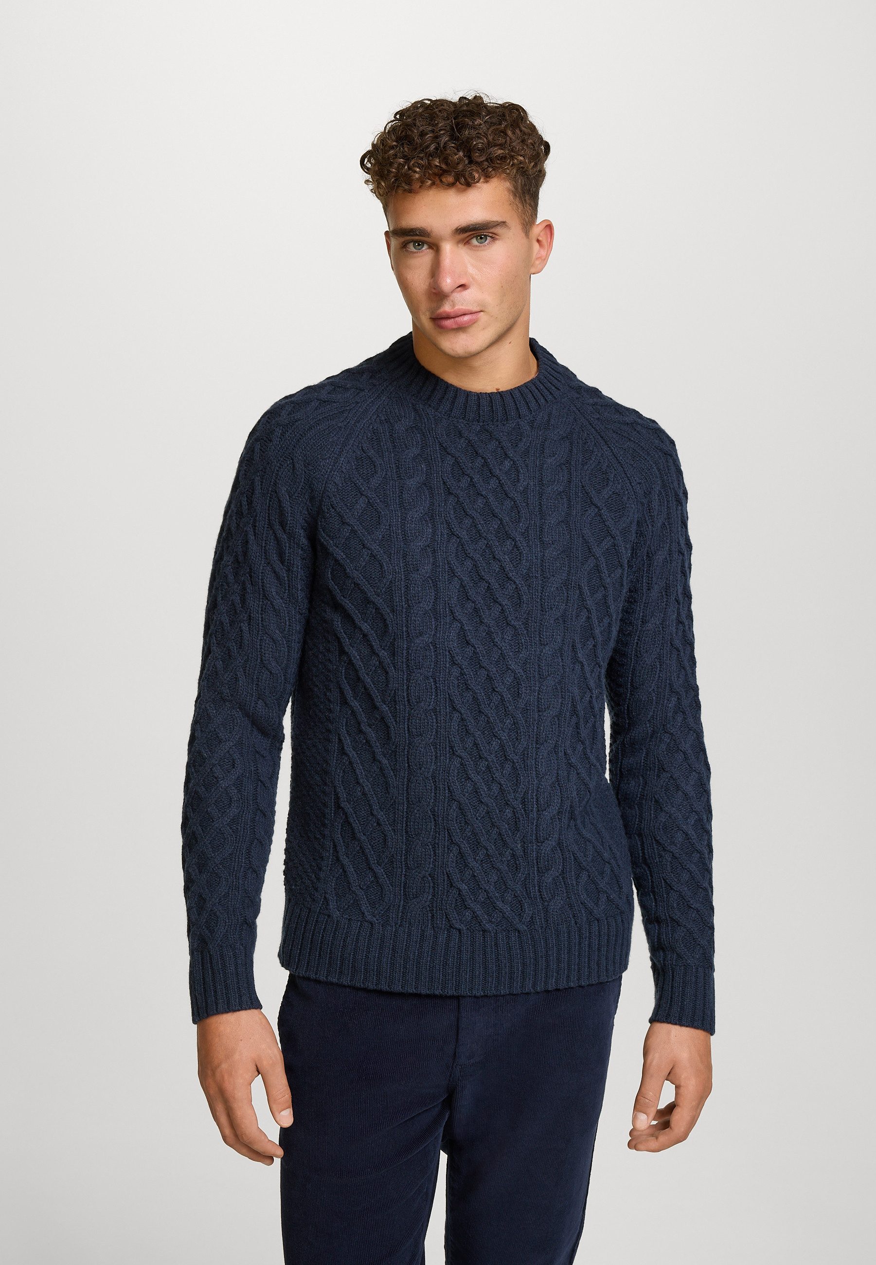 Kronstadt Strickpullover Herren KSWard crew Pullover Herrenpullover mit Zopfstrickmuster