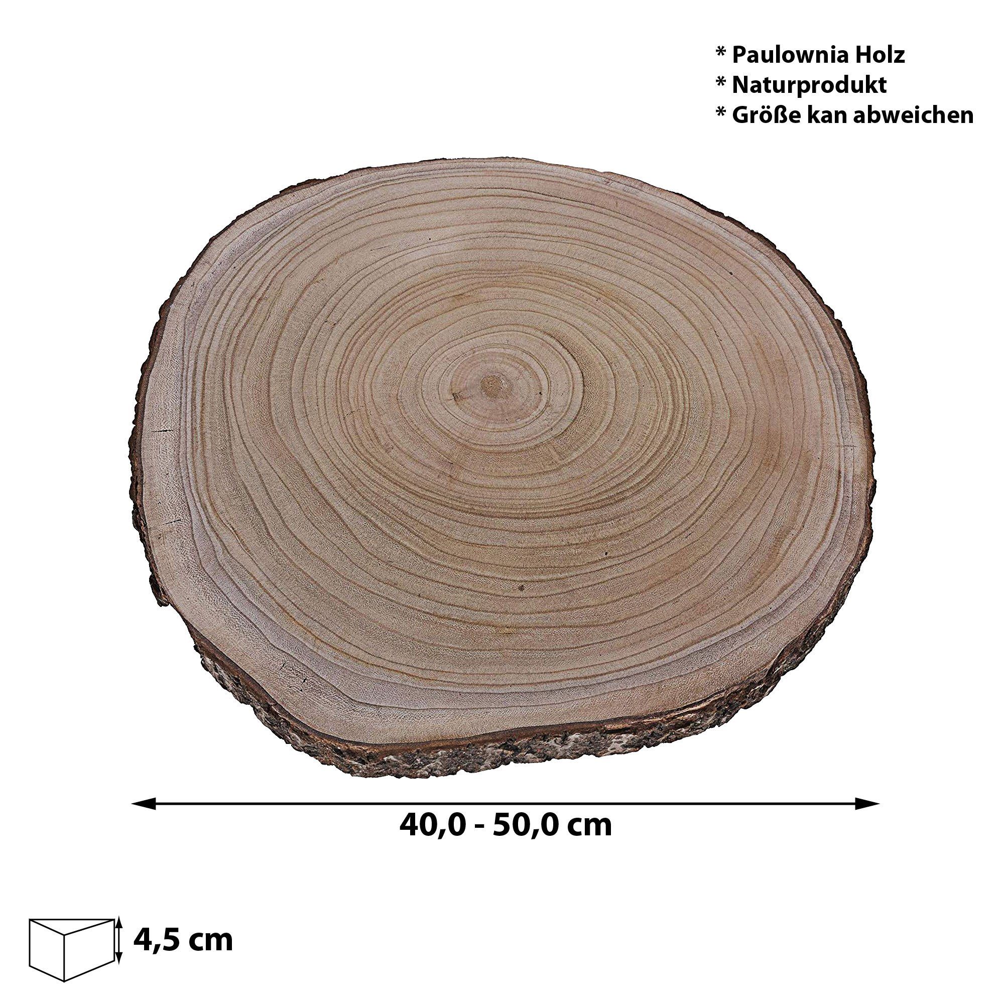 Holzplatte CEPEWA Paulownia 44,5x2,5cm Holzscheibe Dekoschale Baumscheibe Holzmaserung