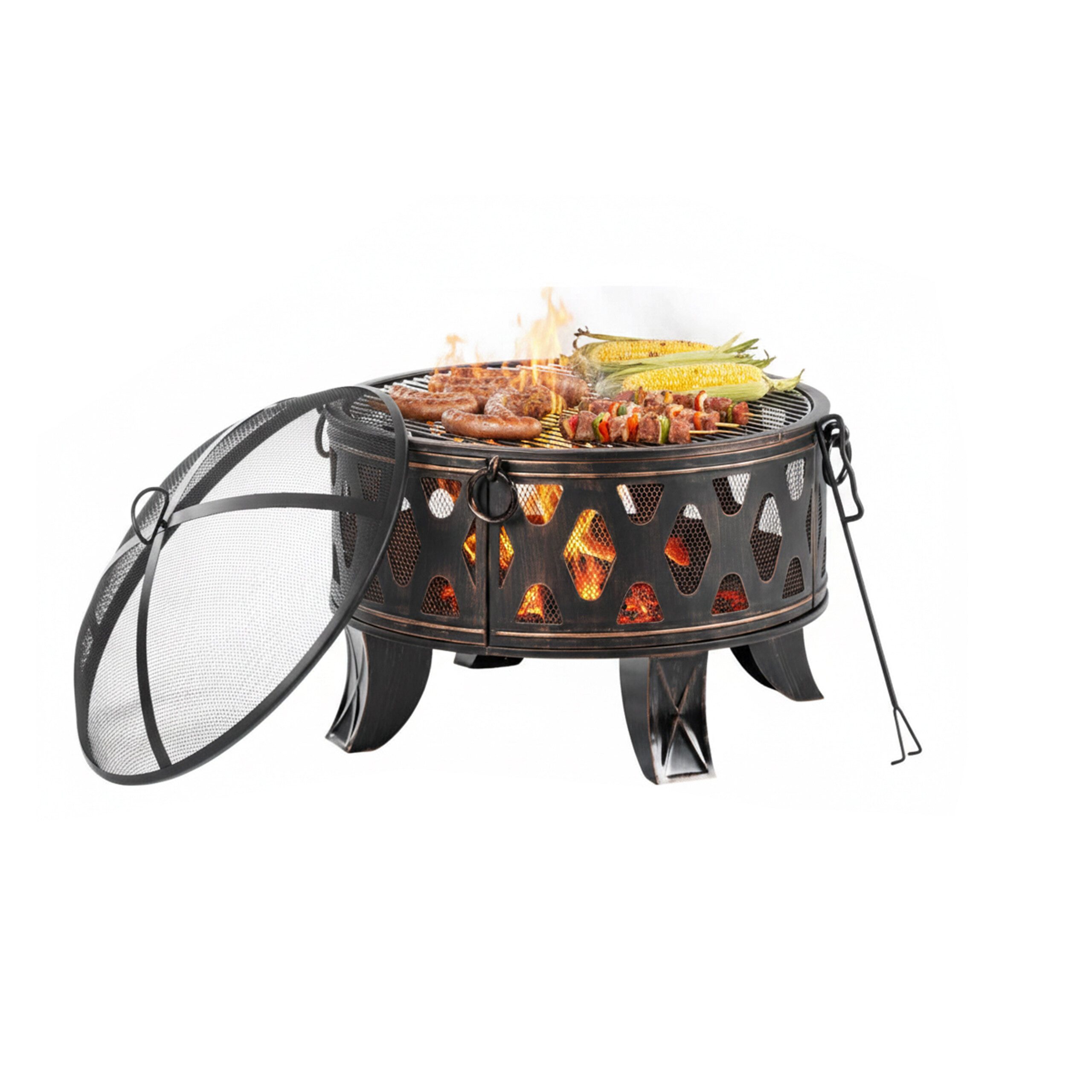 relaxdays Feuerschale mit Grillrost