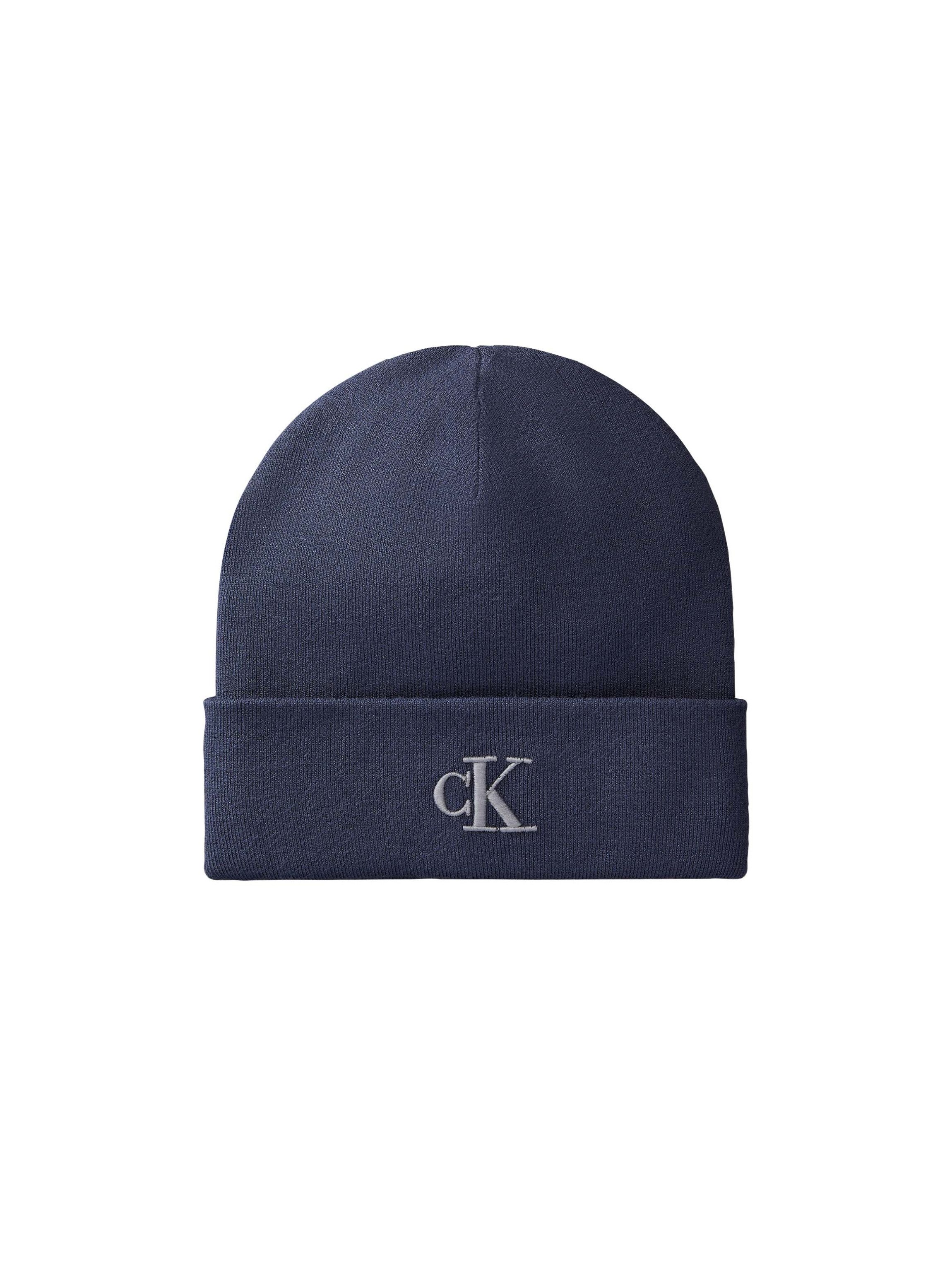 Calvin Klein Strickmütze CK FINE RIB BEANIE mit Markenlogo