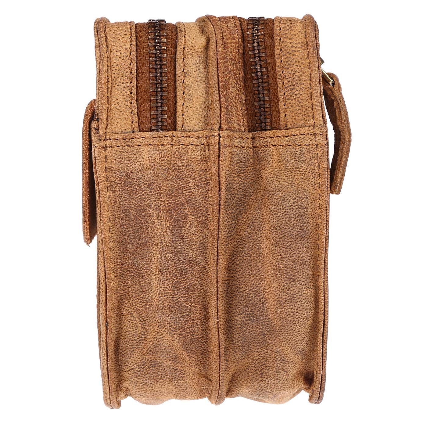 Christian Wippermann Handgelenktasche Herren echt Leder Handgelenktasche Herrenhandtasche, Dokumententasche Tasche Doppelkammer