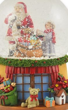 RIFFELMACHER & WEINBERGER Schneekugel Spieluhr "Weihnachtsmann mit Teddy" 14 cm - 72284, Advent Weihnachtsdekoration