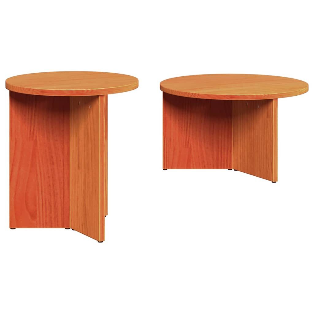 Couchtisch Couchtisch 2 pcs Wachsbraun Massivholz Kiefer