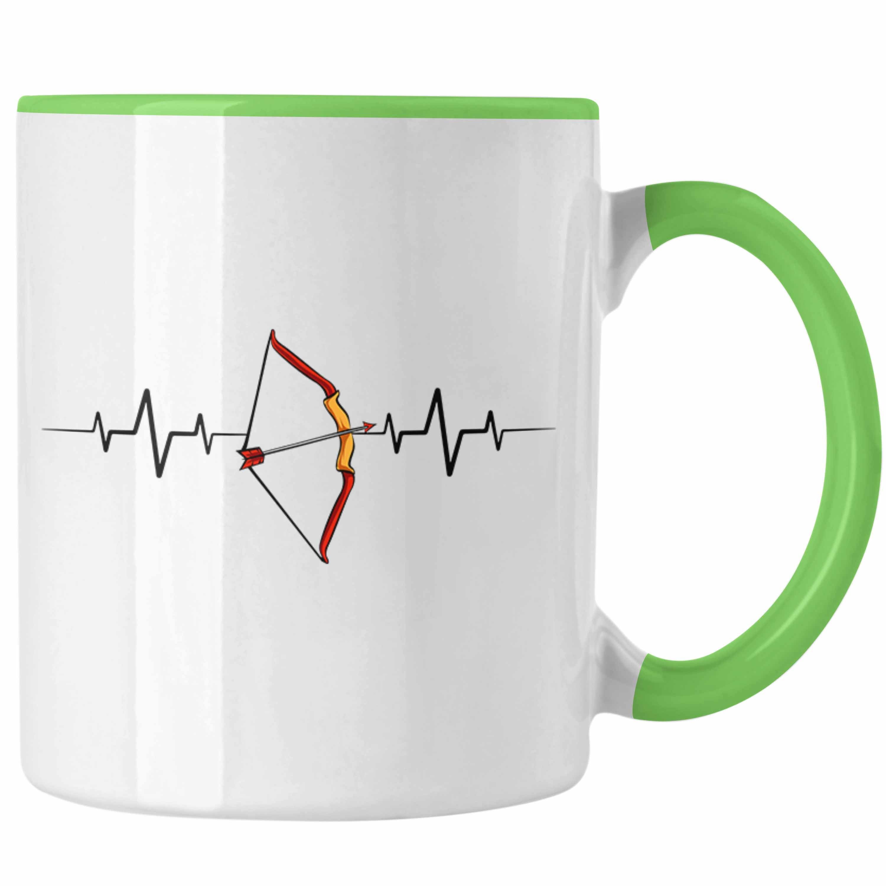 Trendation Enthusiasten & Tasse Geschenk He Pfeil Lustige Bogen für Tasse Bogenschütze Grün