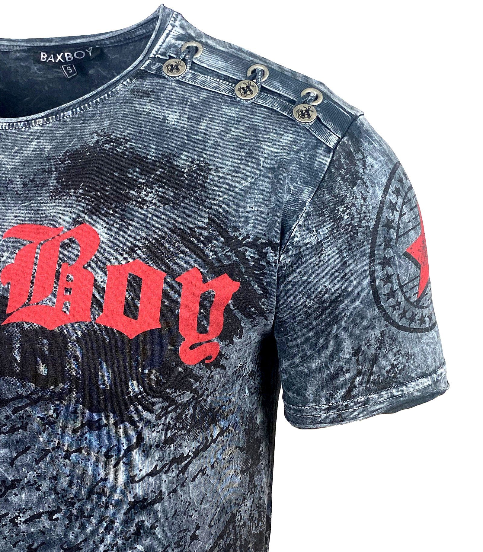 Baxboy T-Shirt Baxboy Batik style Herren T-Shirt mit Front Logo Print B-102