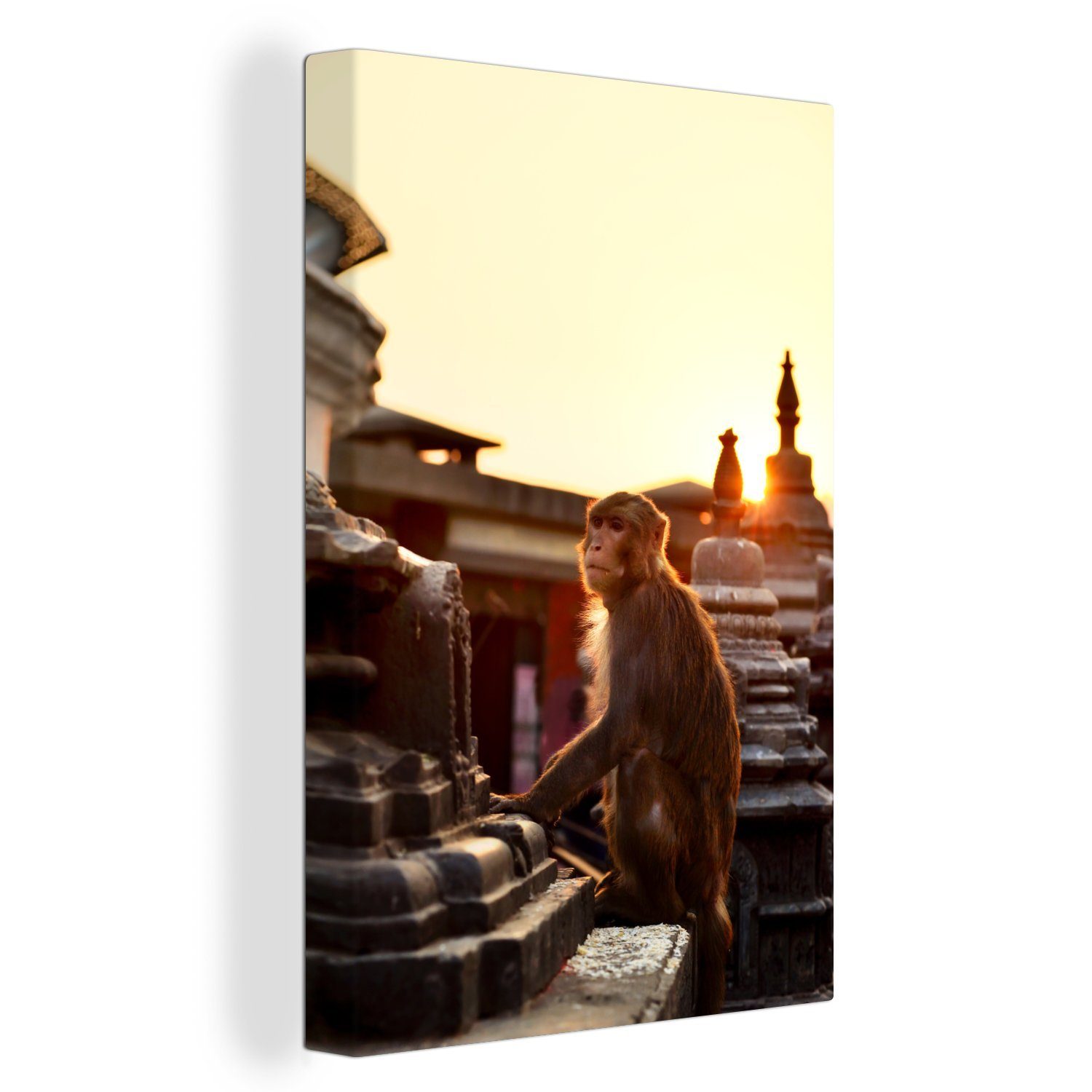 OneMillionCanvasses® Leinwandbild Der Affentempel Nepal, (1 St), Leinwandbild fertig bespannt inkl. Zackenaufhänger, Gemälde, 20x30 cm