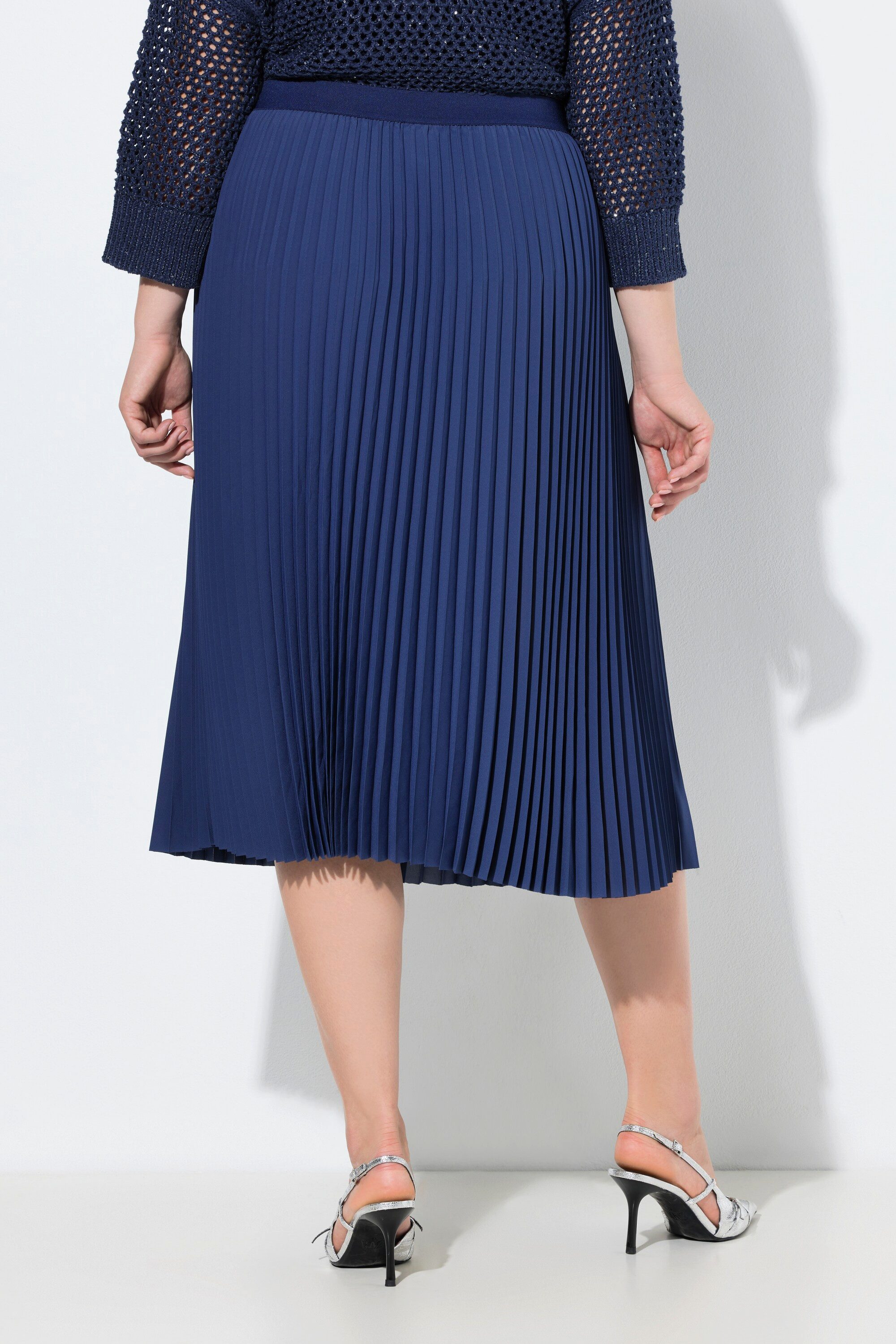 Ulla Popken Plisseerock Plissee-Midirock A-Linie Elastikbund