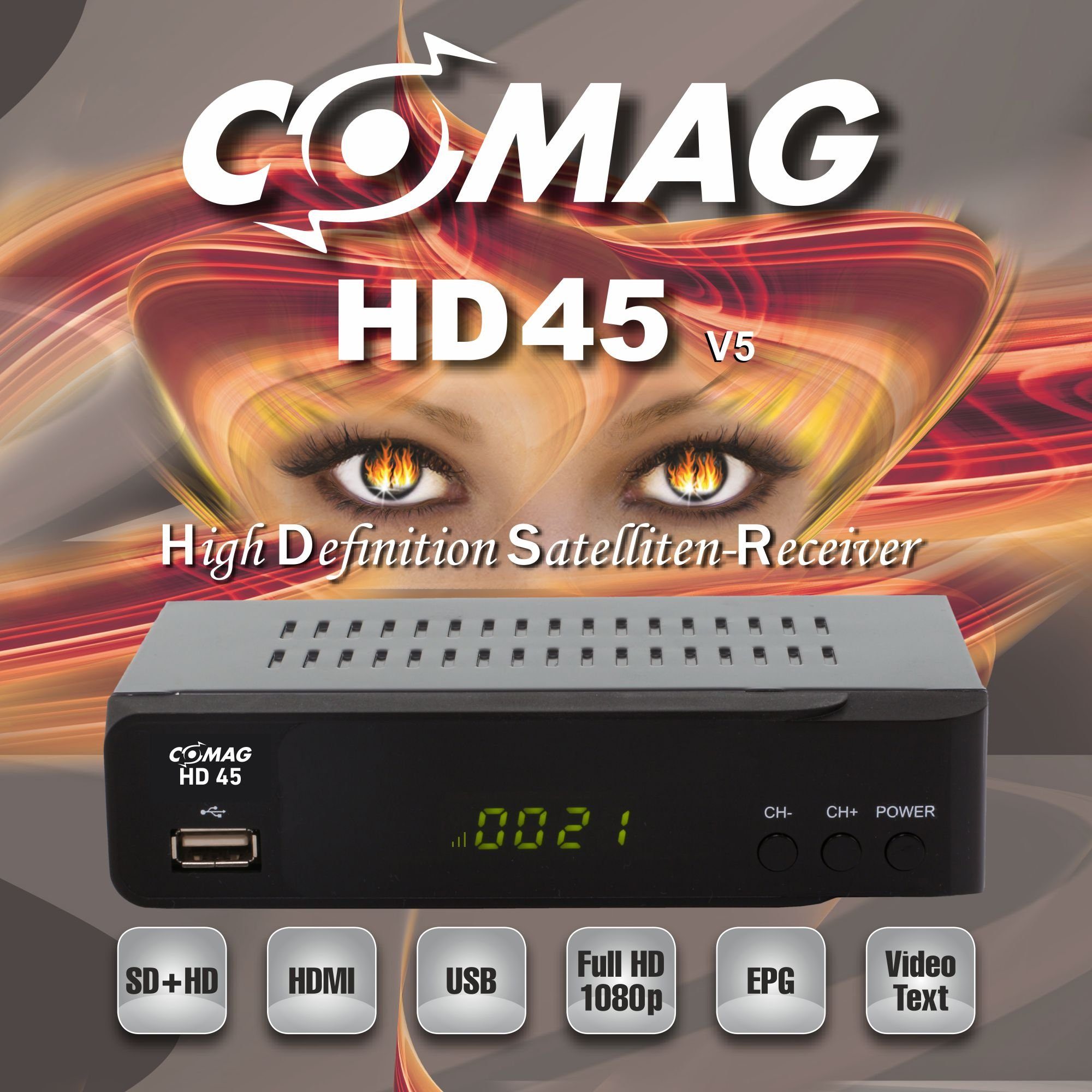 Comag COMAG HD45 Digitaler HD Sat Receiver (FULL HD, HDTV, DVB-S2, HDMI, Satellitenreceiver