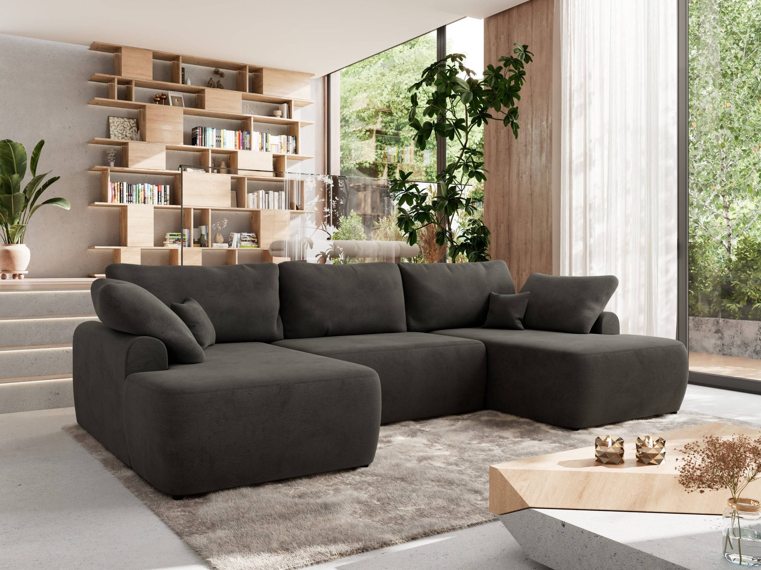 MKS MÖBEL Ecksofa CUBO U, Set, Wohnlandschaft U-Form, Wellenfedern, HR35-Schaum, form, Sofa big XXL, Bettkasten, Bettfunktion