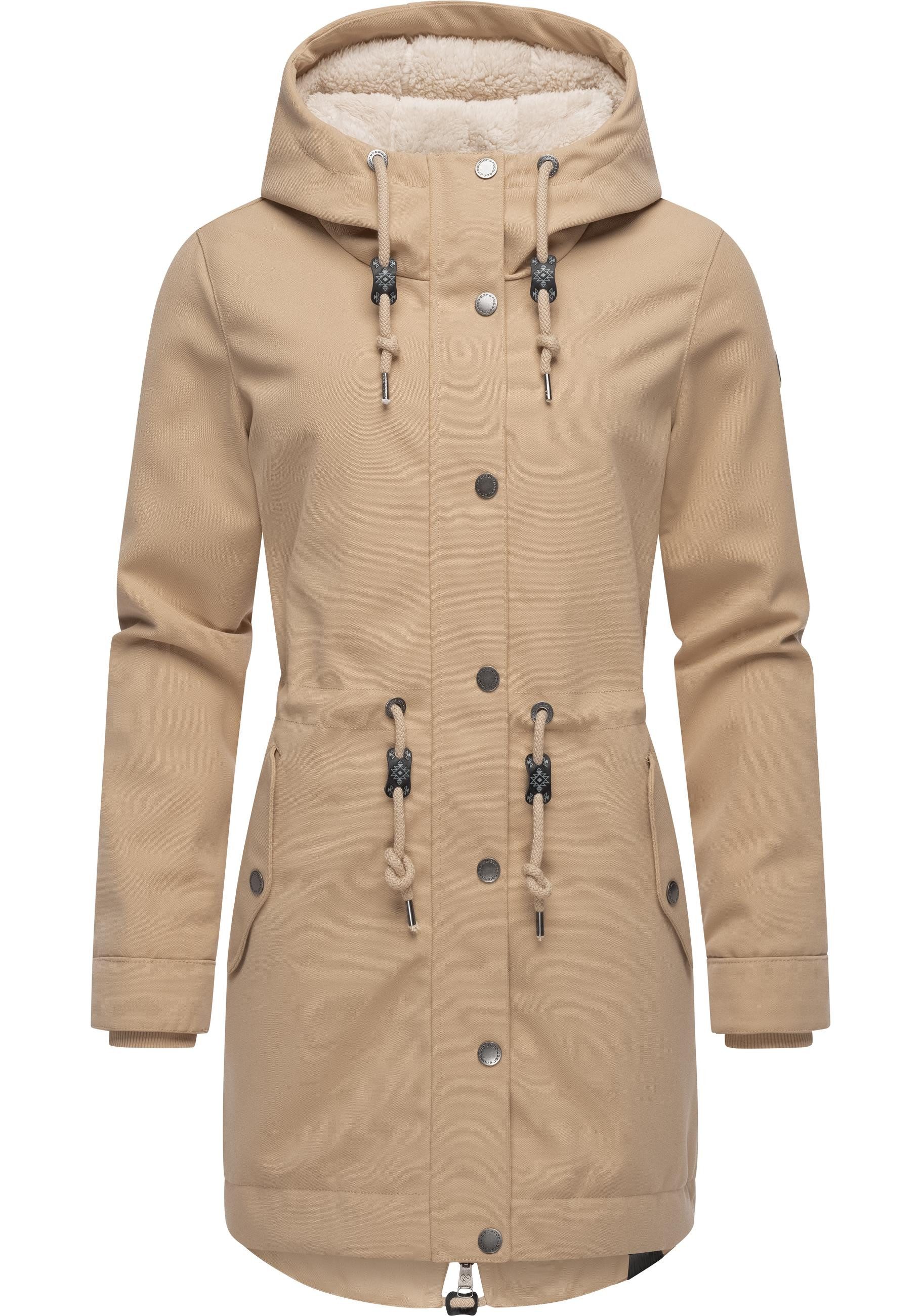 Ragwear Kurzmantel Canny Canvas Wasserdichter Damen Wintermantel mit Kapuze