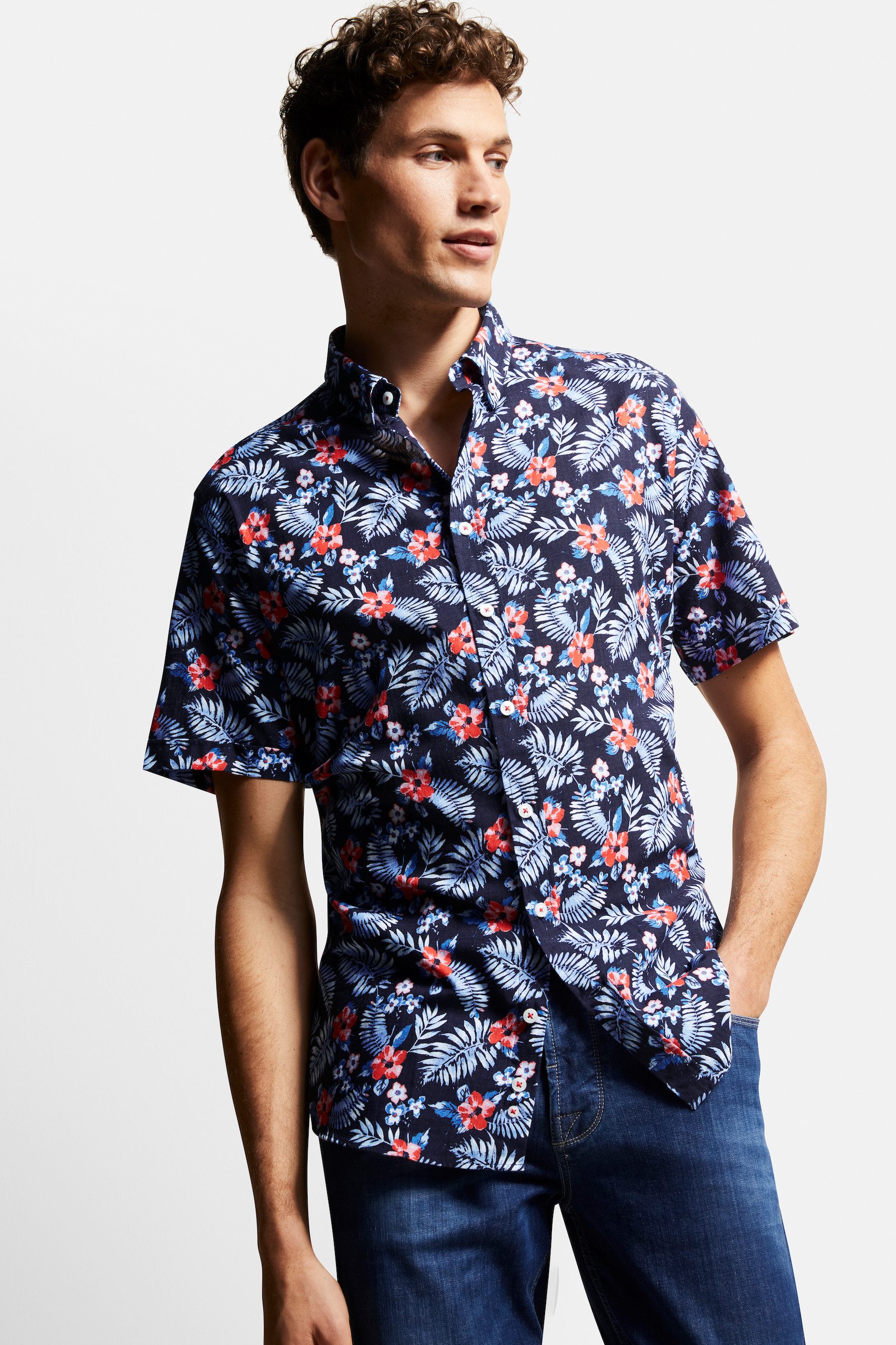 bugatti Kurzarmhemd mit Allover-Print