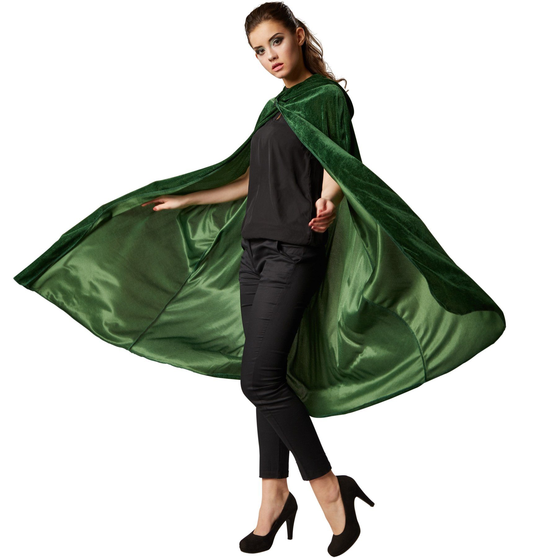 dressforfun Umhang Samt Umhang mit Kapuze, Ärmelloser Umhang mit Klettverschluss