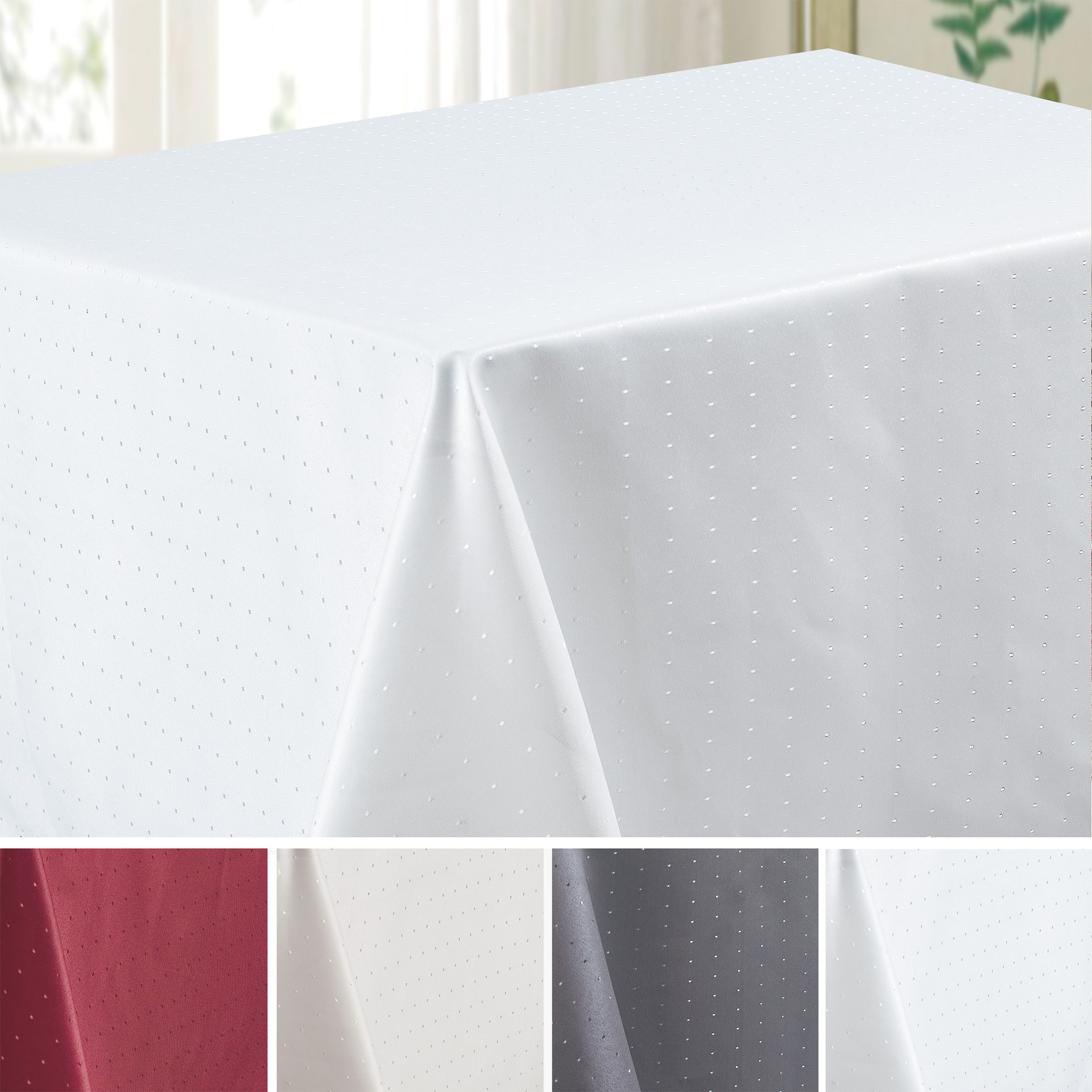 Haus und Deko Tischdecke Tischdecke Punkte eckig fleckenabweisend bügelfrei Tischwäsche Mitteld (1-tlg)