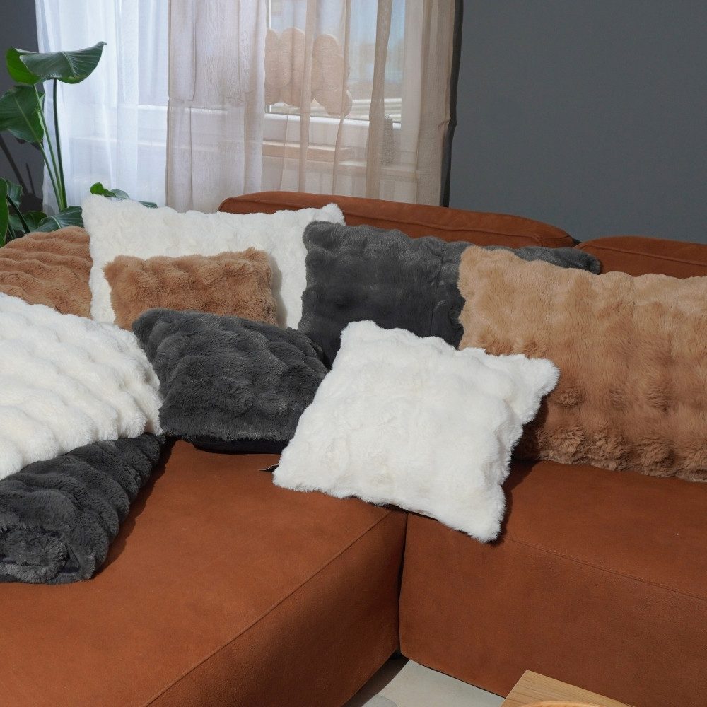 REALLaxx Fellkissen Kaninfell Bubble, 45x45 / 50x70cm Dekokissen weiches Ku günstig online kaufen