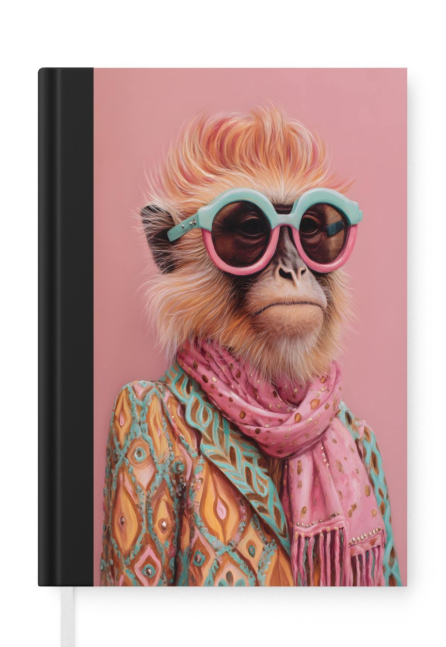 MuchoWow Notizbuch Halstuch - Affe - Sonnenbrille - Jacke, Notebook, Notizblock a5, Tagebuch, Journal Liniert