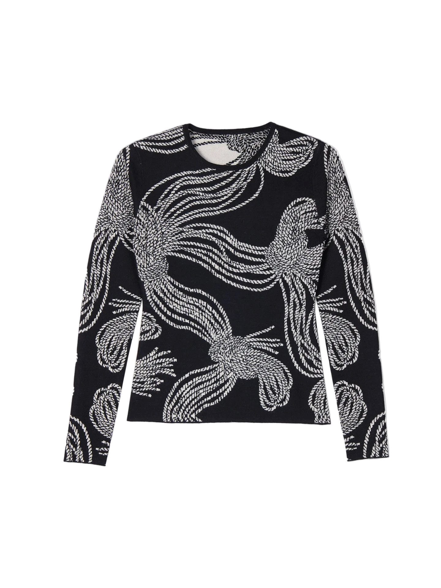 GOBI Cashmere Rundhalspullover Kaschmir-Seiden-Pullover mit Seilknoten-Print