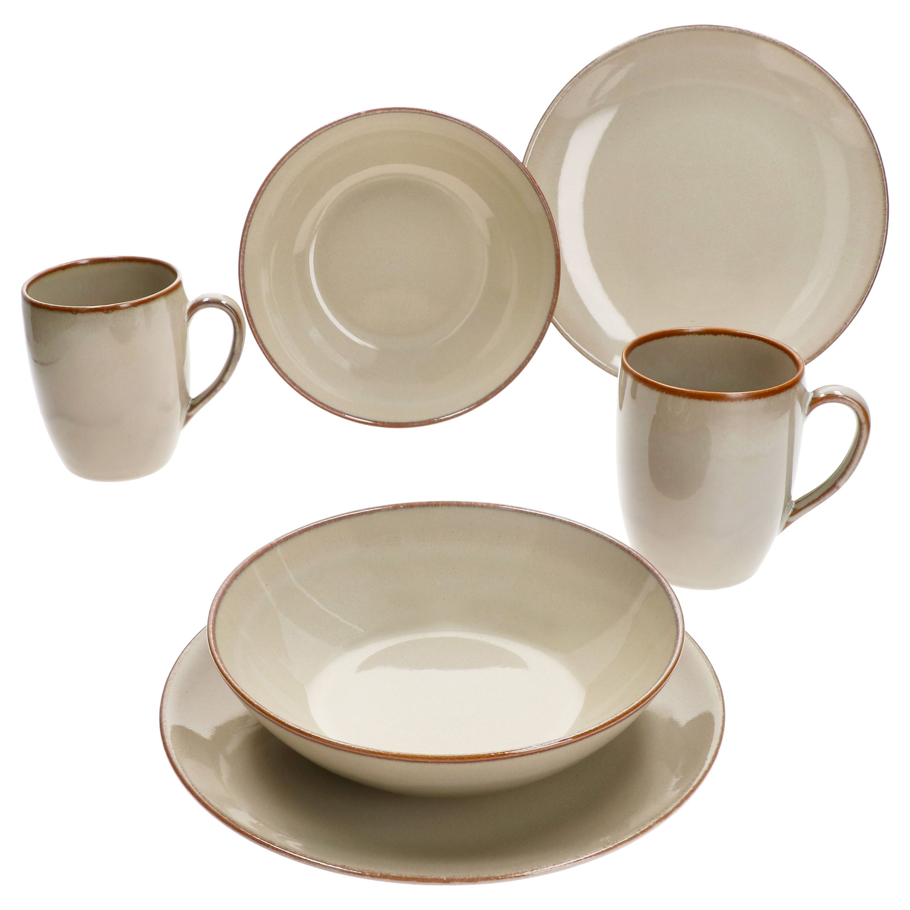 MÄSER Frühstücks-Geschirrset Ossia 6tlg Tearose sand Frühstücksset Steingut Teller Becher Schale, Steingut