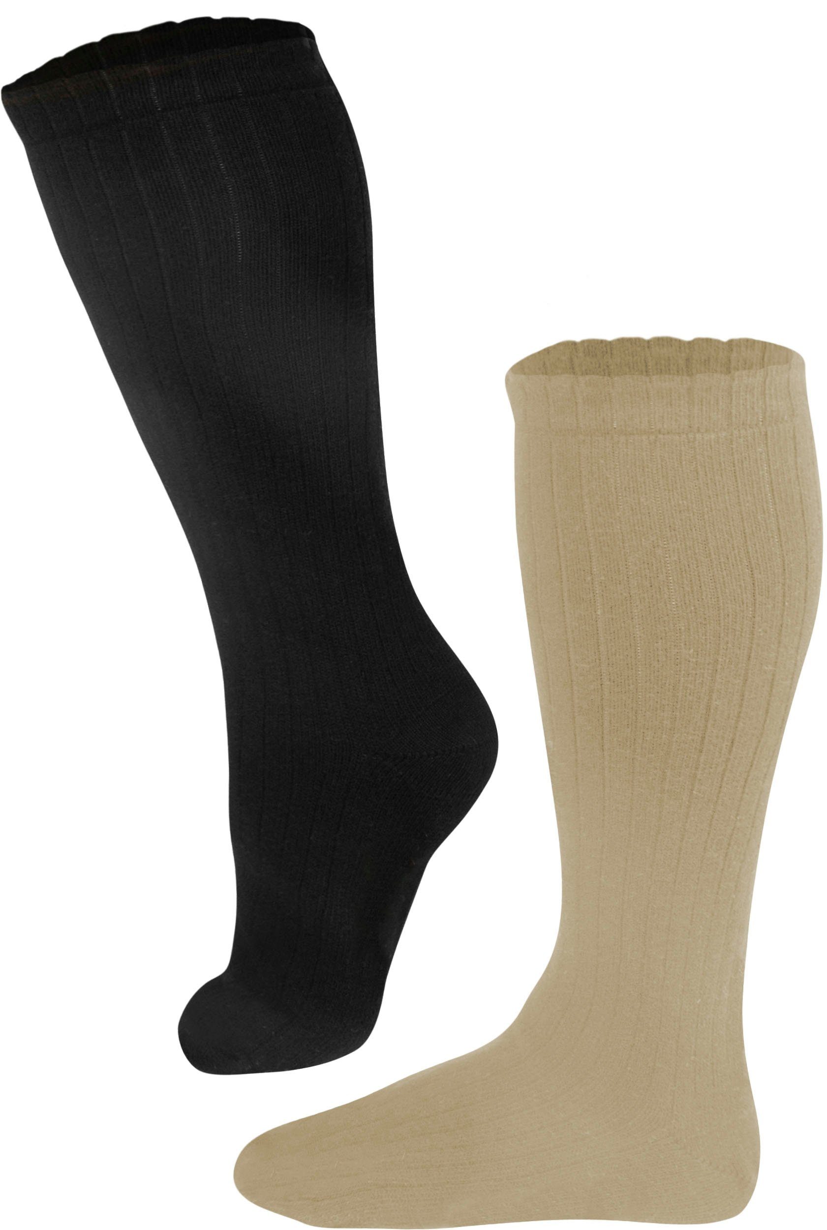 Circle Five Damen Kniestrümpfe - Trachtenmode Mit Satin-Schleife & Rüschen