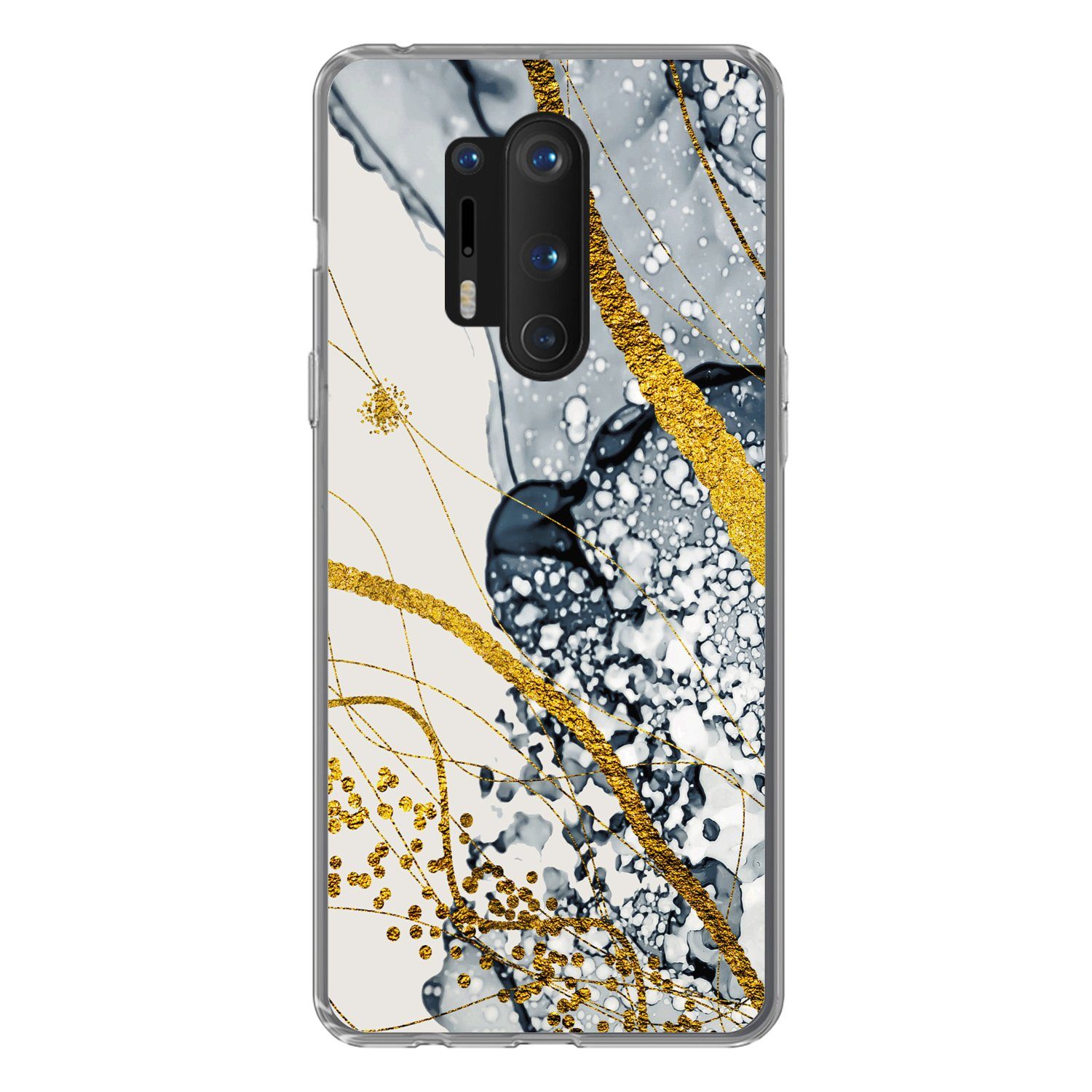 MuchoWow Handyhülle für OnePlus 8 Pro Abstrakt - Gold - Natur - Kunst, Phone Case, Silikon, Schutzhülle Dünn