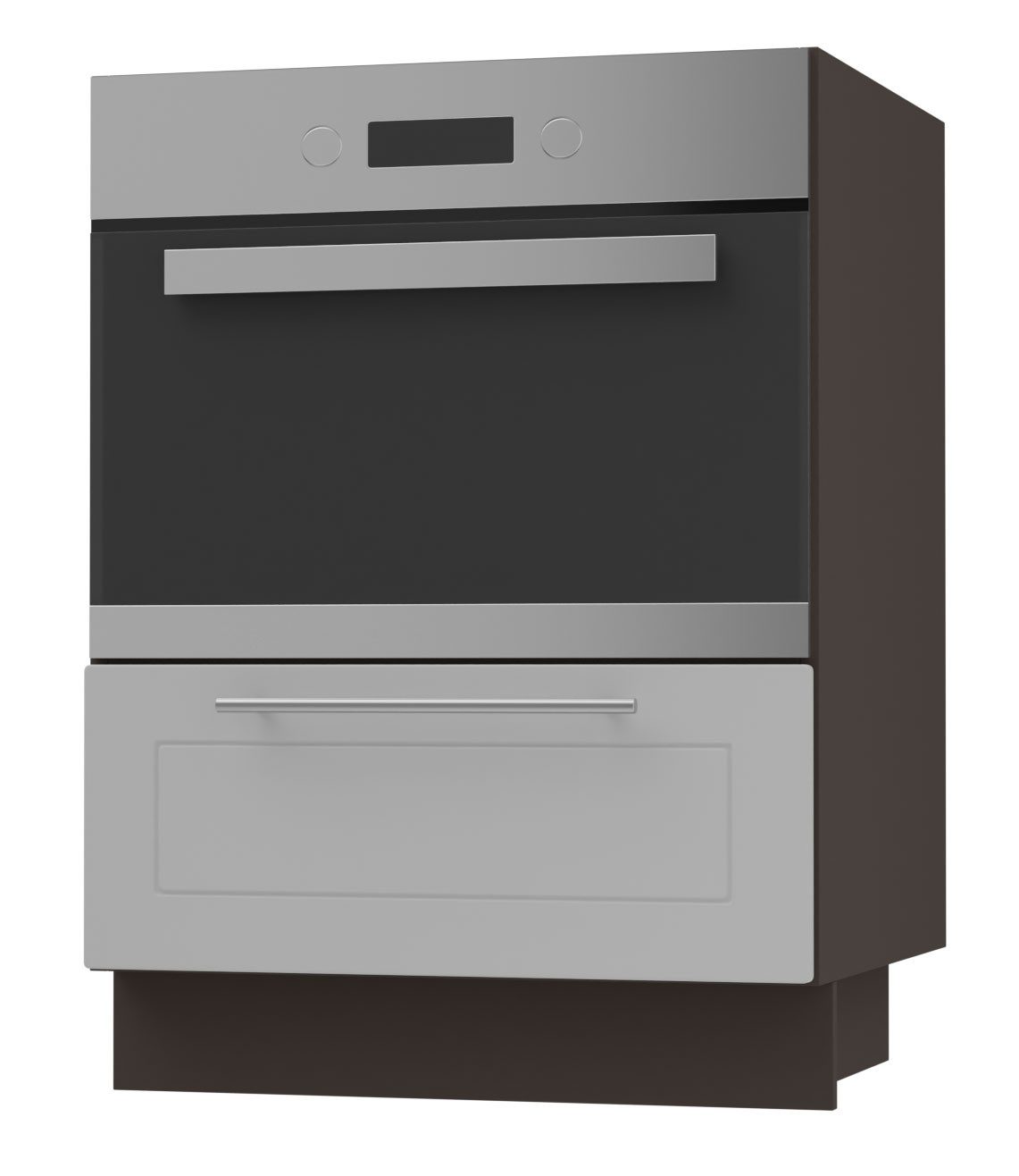 Feldmann-Wohnen Herdumbauschrank Bari (1 Gerätefach für Kompaktöfen, 1 Schublade (HETTICH Vollauszug), 1-St., moderne Kassettenoptik, lackierte Fronten, D11K/60/Kompakt) 60x50x82cm Lava / RAL 7040 fenstergrau HETTICH Vollauszug